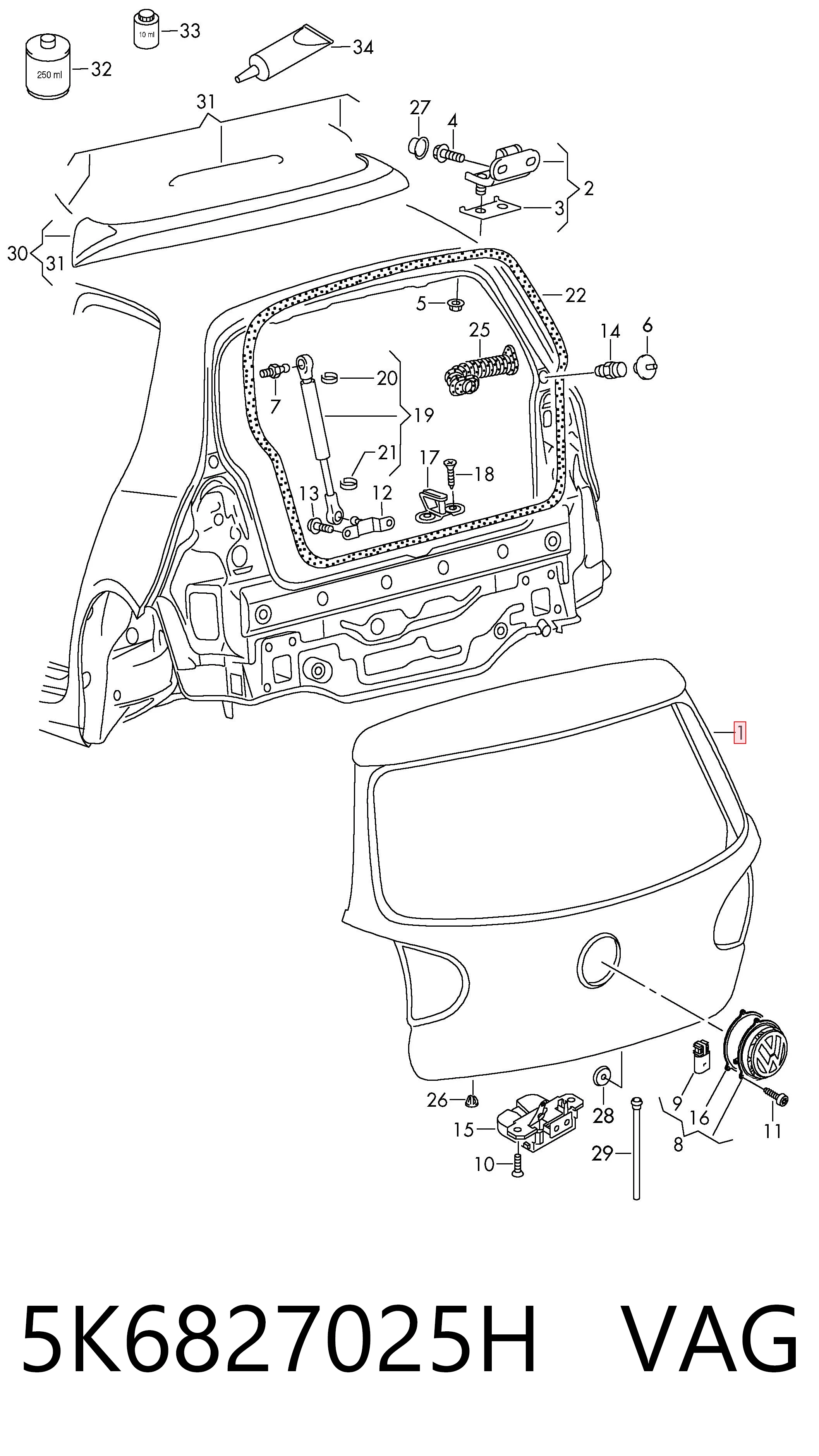 Porta traseira (3ª/5ª porta-malas (tampa de alcapão) Volkswagen Golf preço, a partir de 18,15 USD