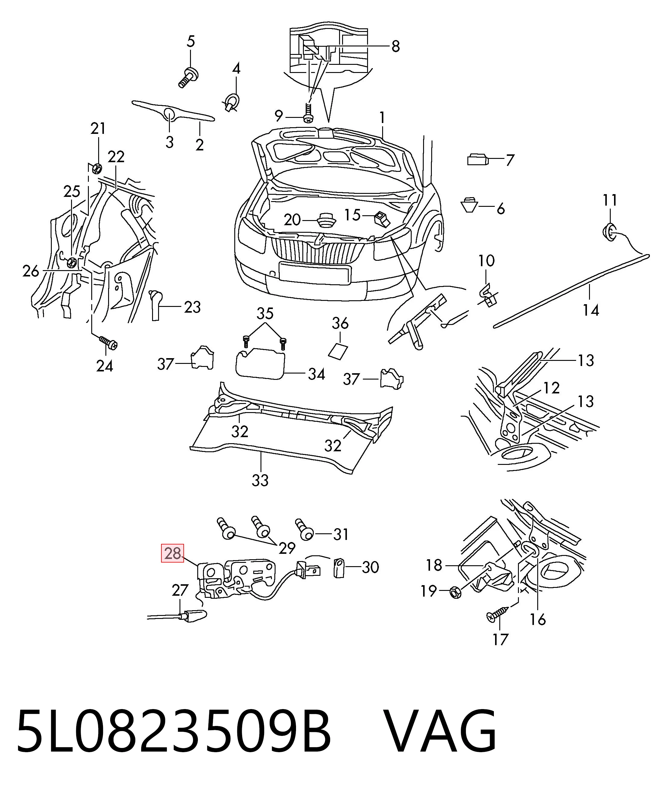 5L0823509B VAG Fecho da capota
