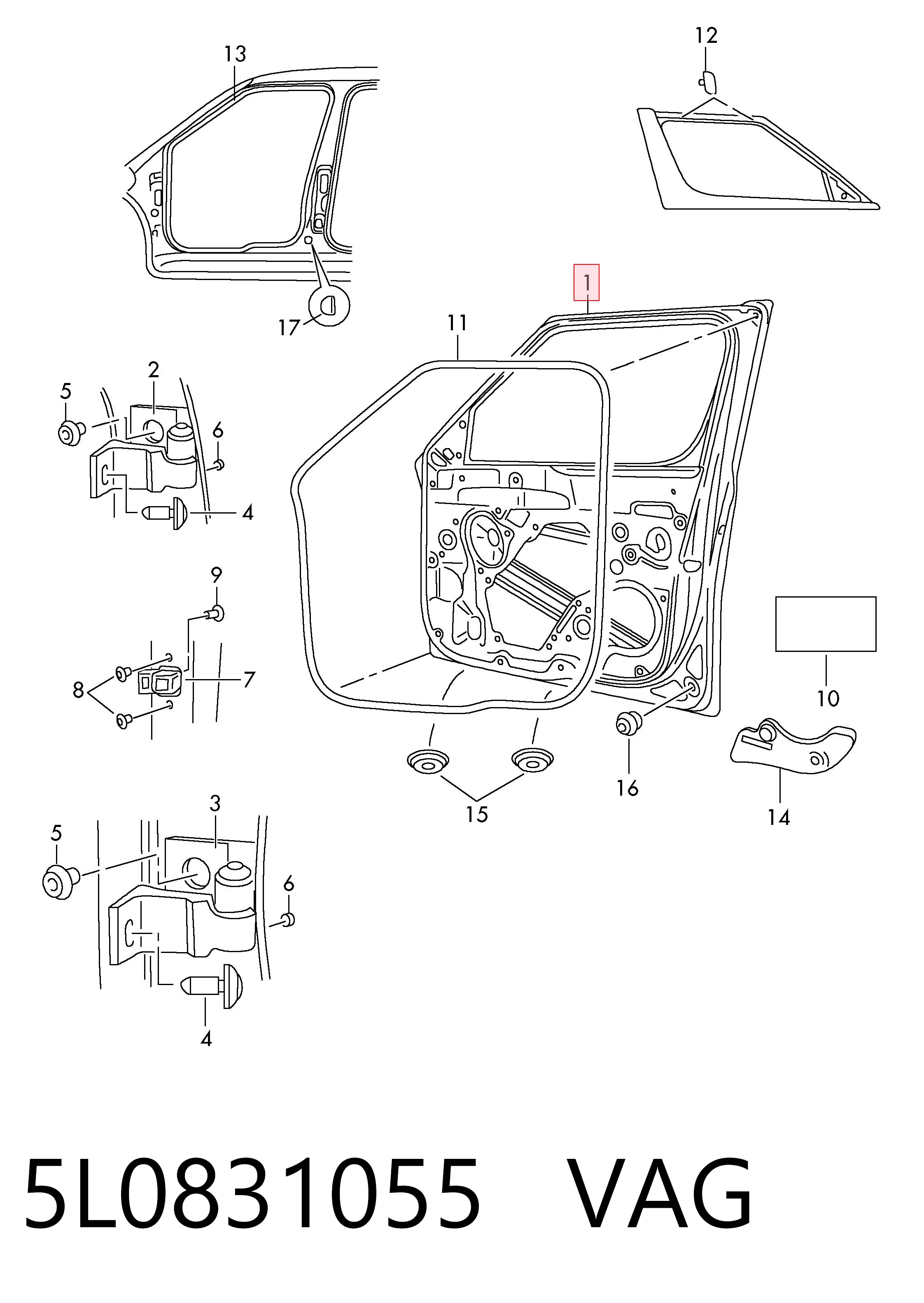 5L0831055 VAG Porta dianteira esquerda