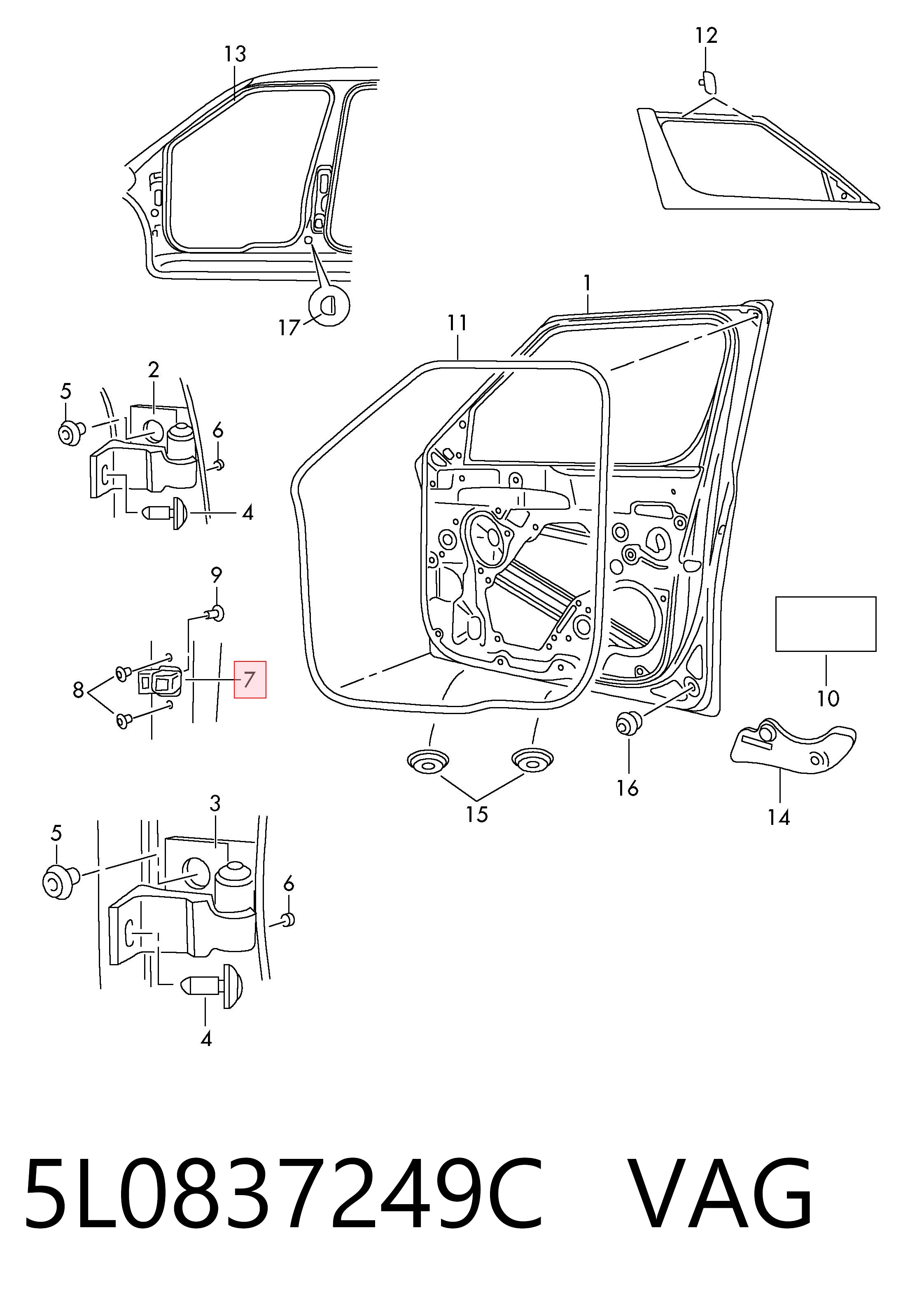 5L0837249C VAG Limitador dianteiro de abertura de porta