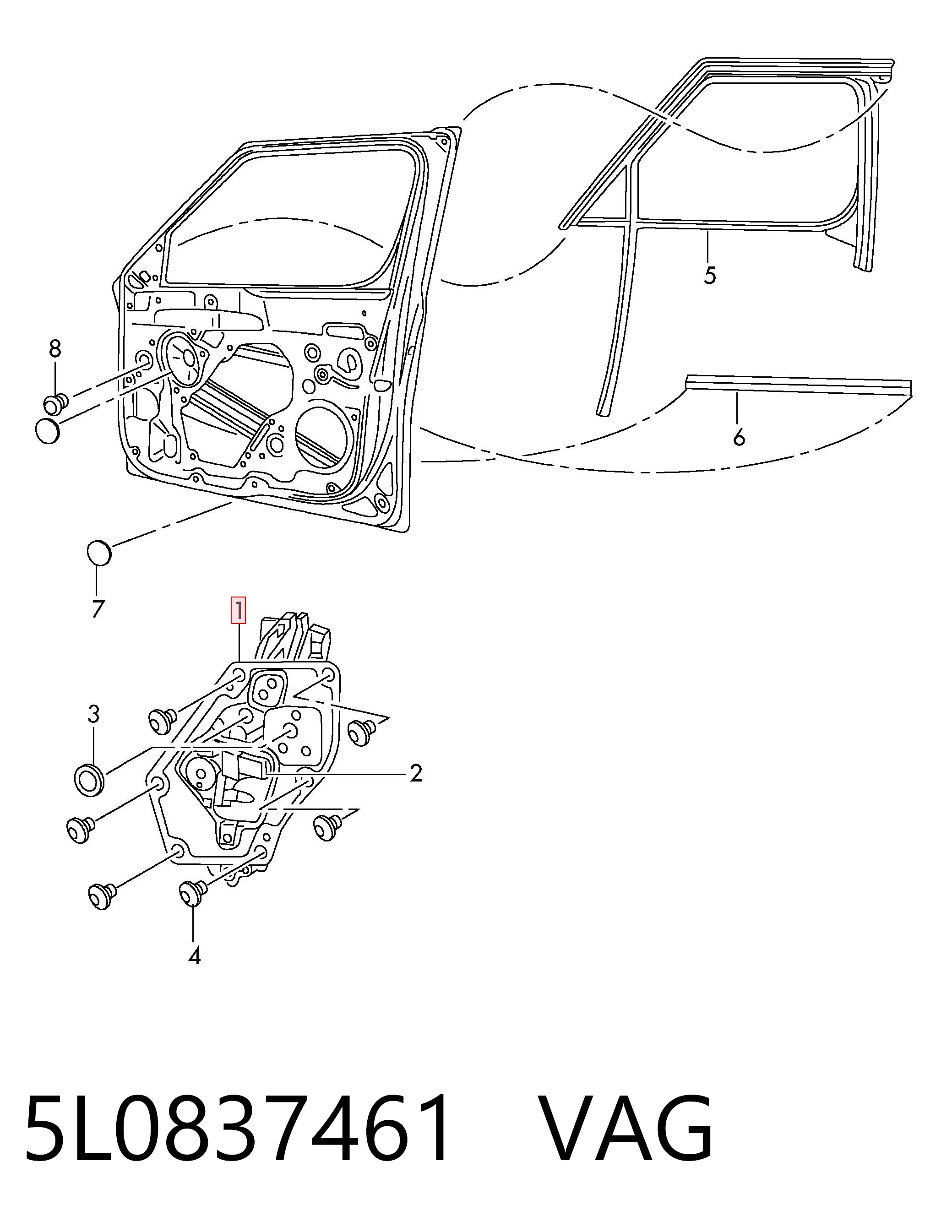 Mecanismo de acionamento de vidro da porta dianteira esquerda para Skoda Yeti 5L