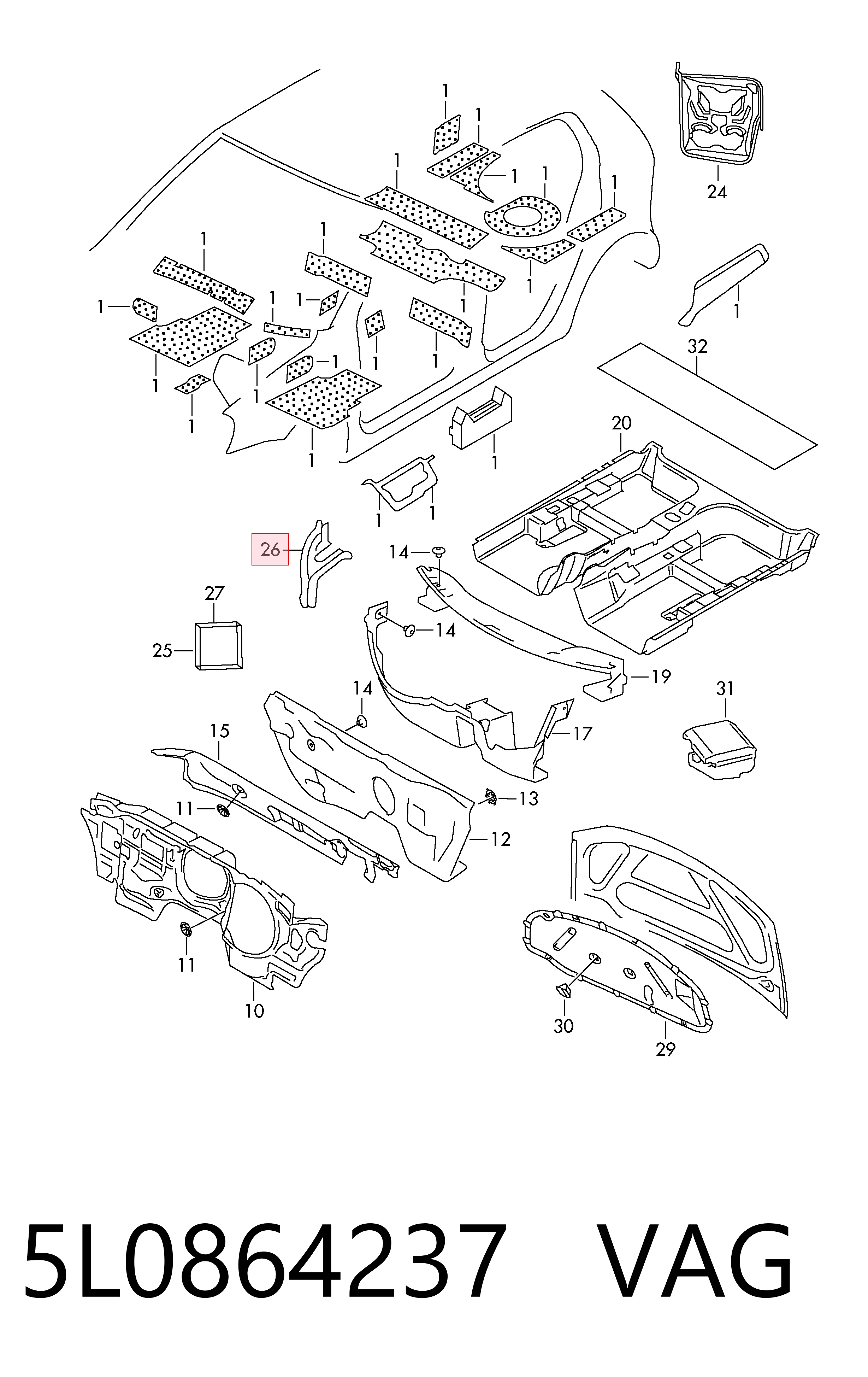 5L0864237 VAG Proteção de motor, de panela (da seção de motor)