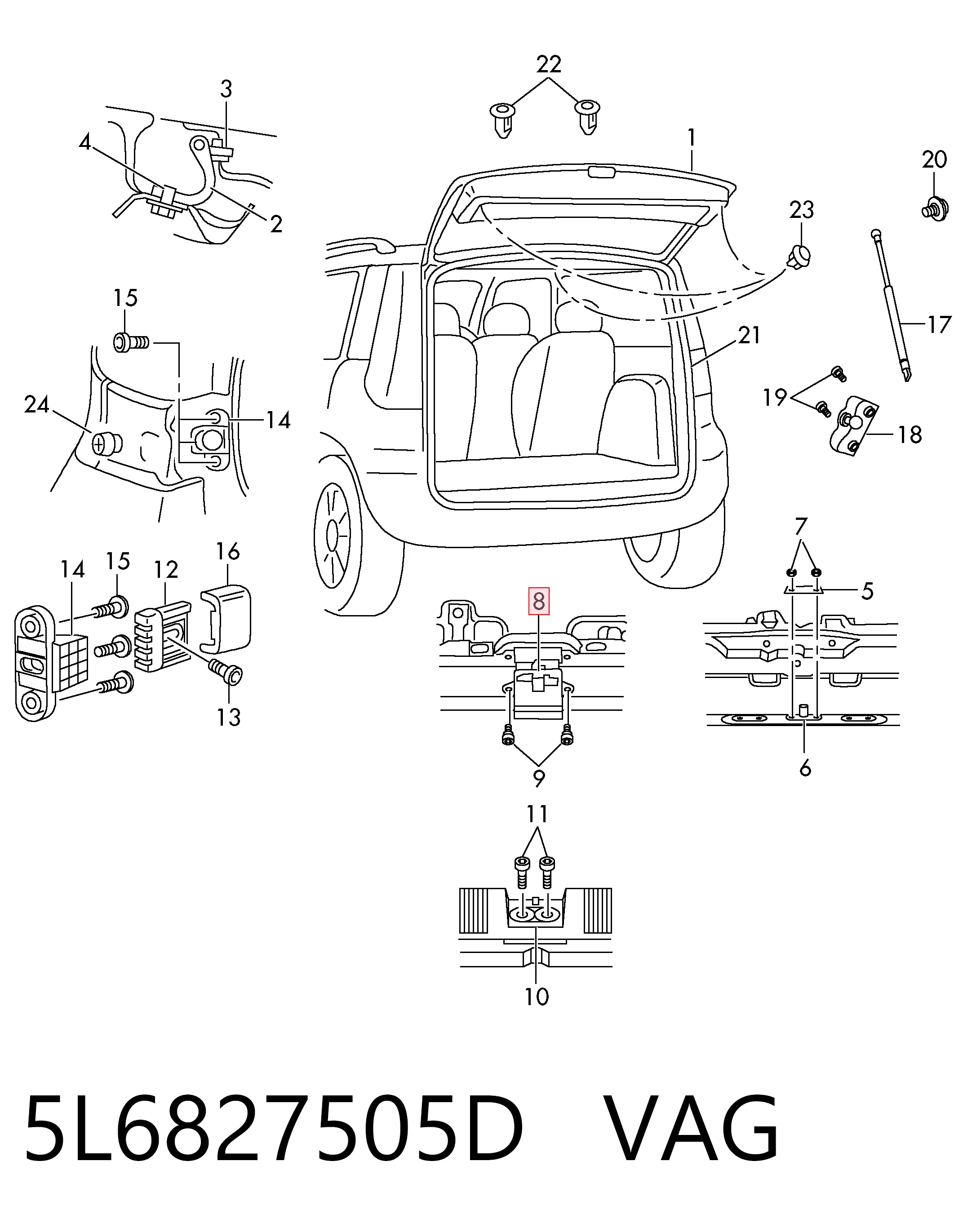 Fecho de tampa de porta-malas (de 3ª/5ª porta traseira) Skoda Yeti preço, a partir de 27,92 USD