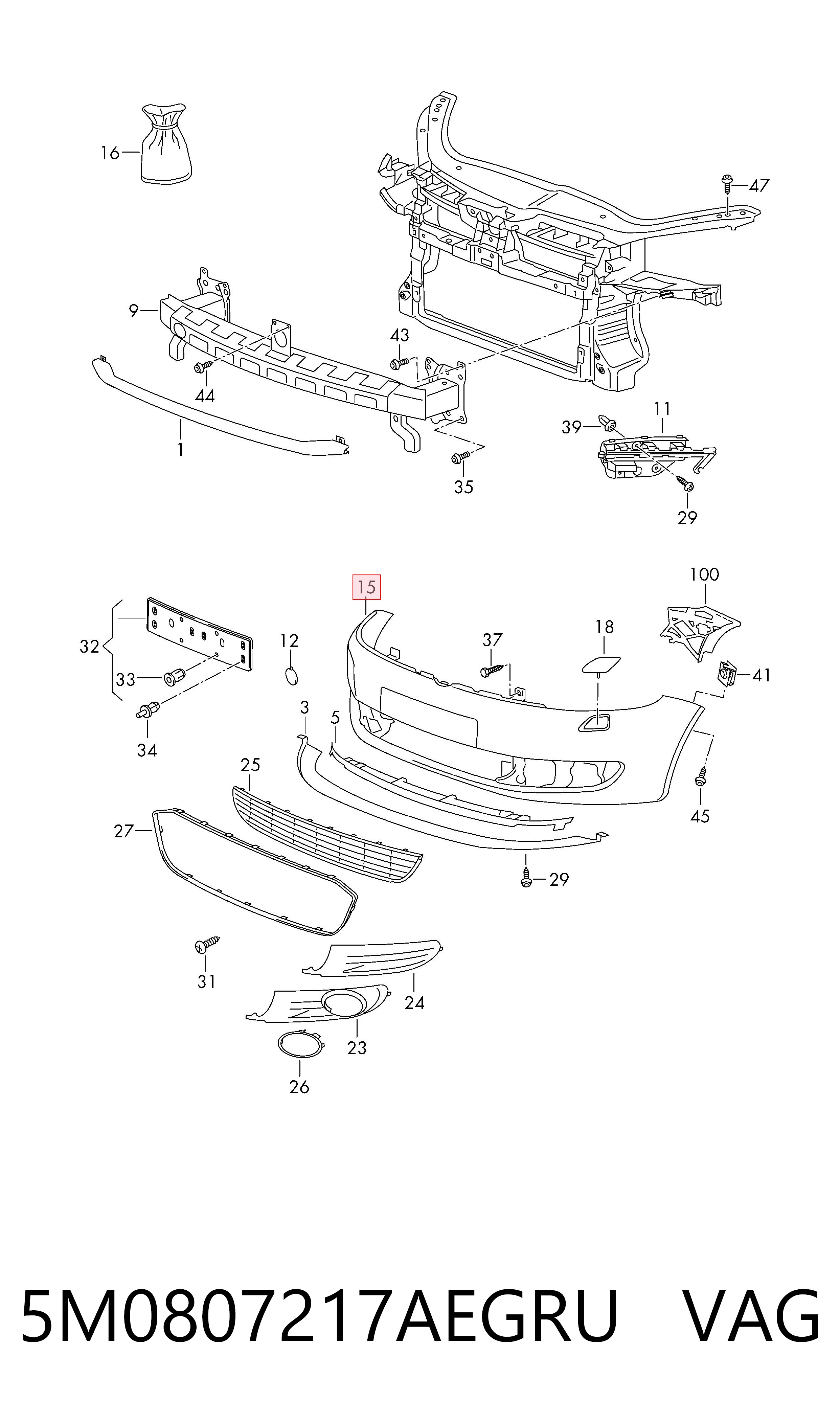 Pára-choque dianteiro para Volkswagen Golf PLUS VI 521