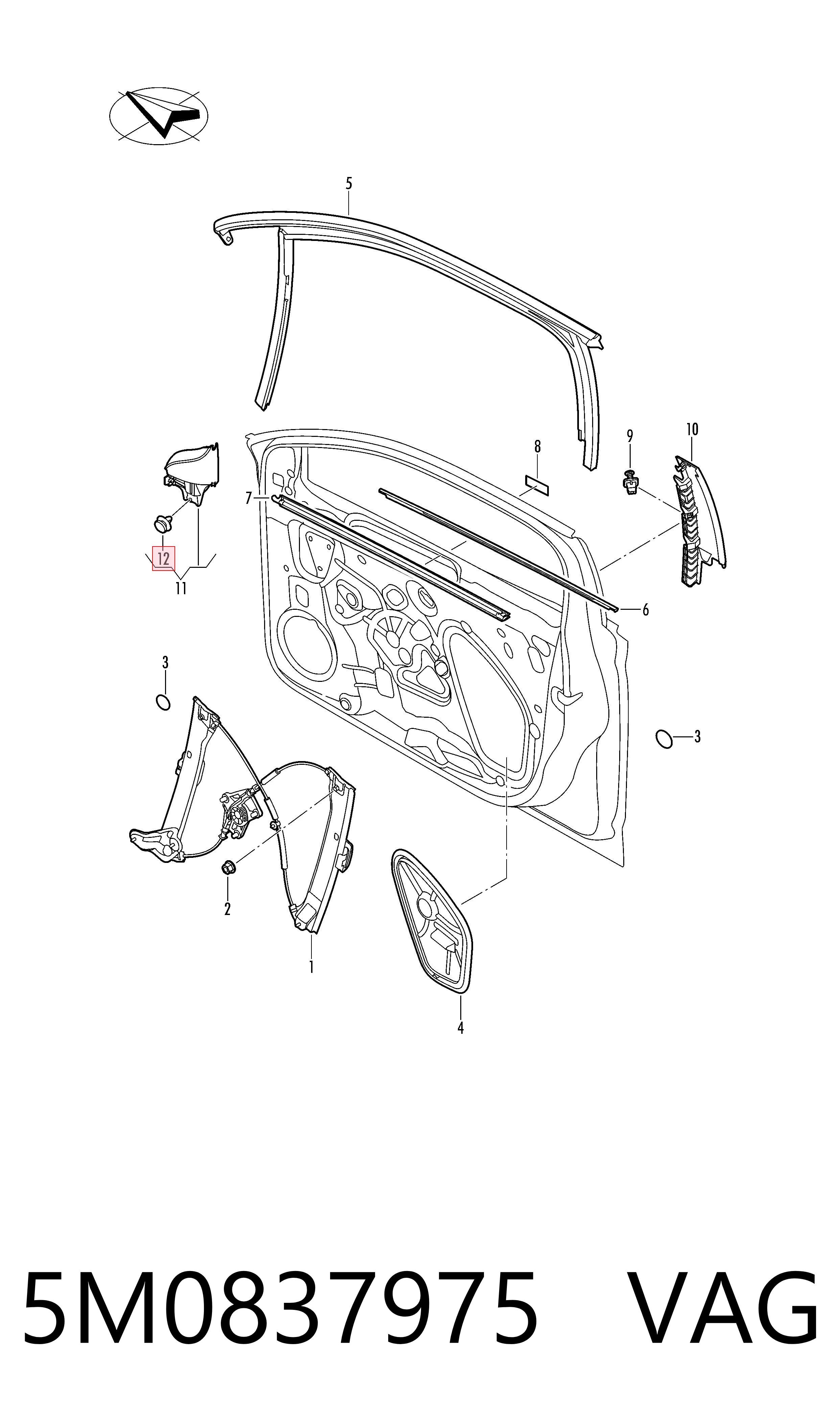  VAG 5M0837975 preço, a partir de 3,44 USD