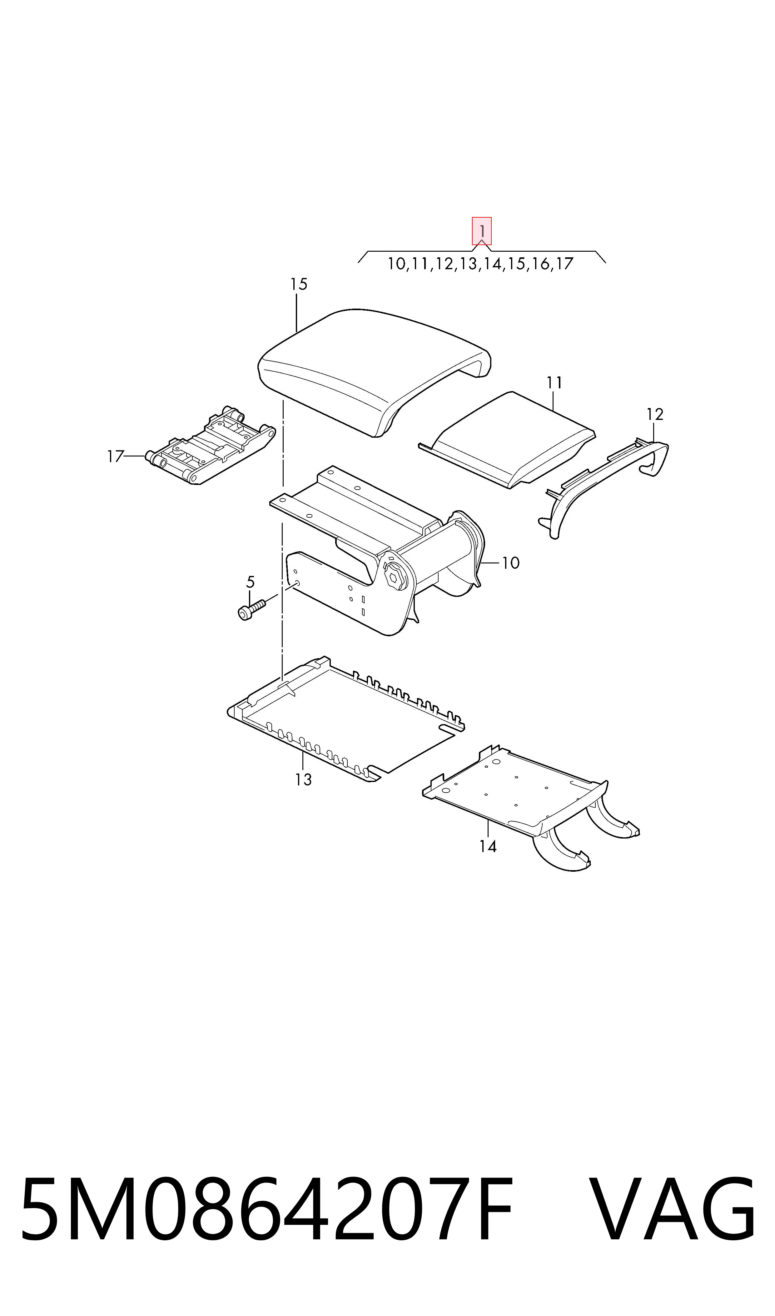 Braço de consola central para Volkswagen Golf V 1K1