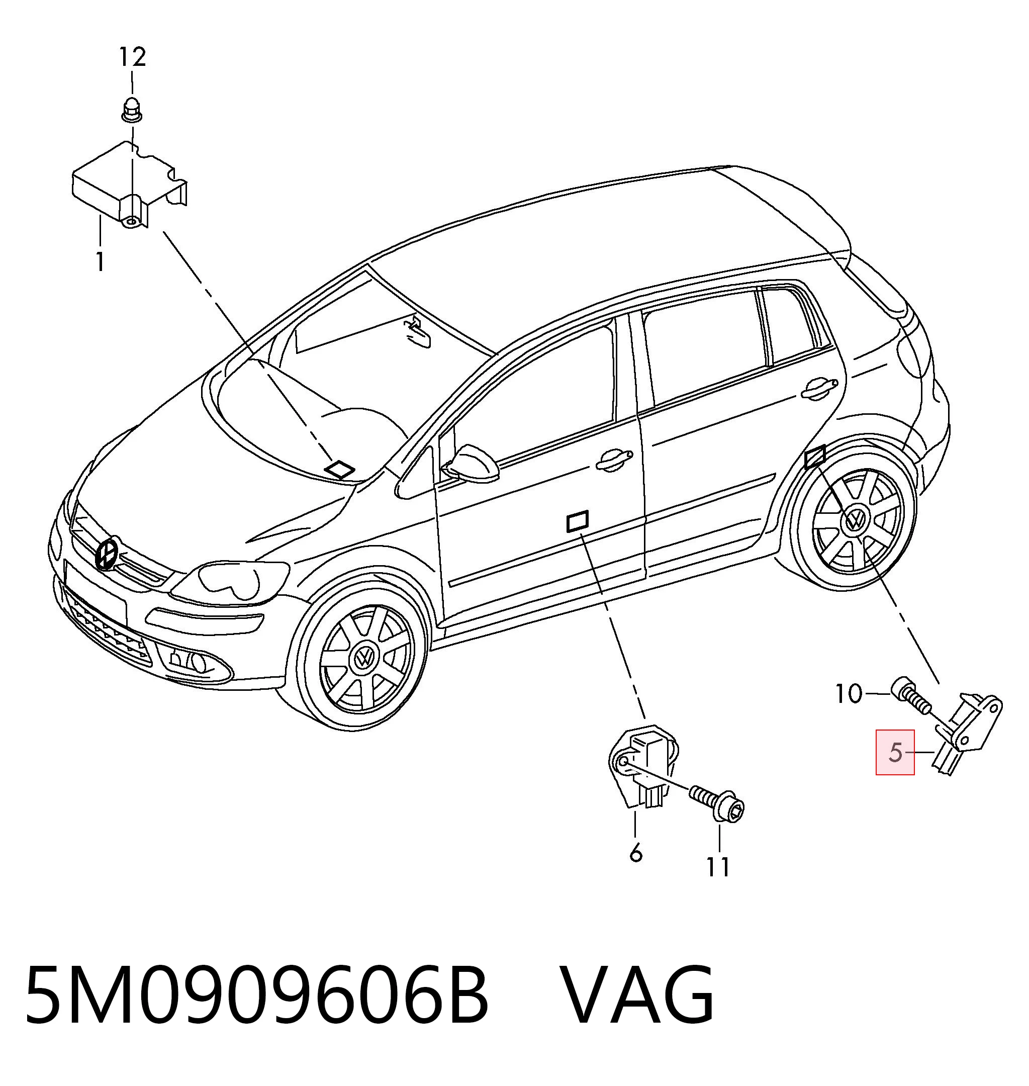 5M0909606B VAG Sensor AIRBAG dianteiro