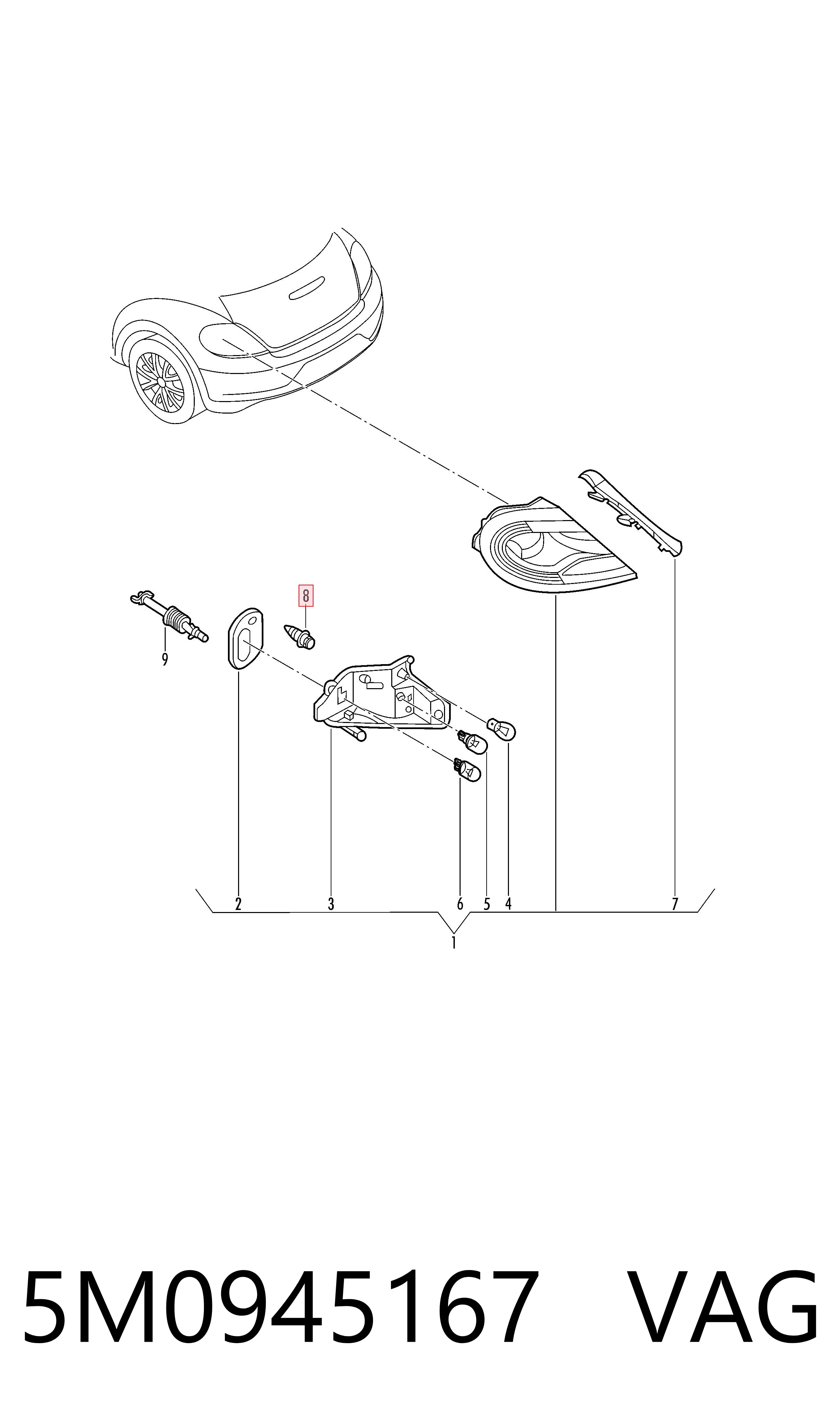 Corretor da luz VAG 5M0945167 preço, a partir de 16,60 USD