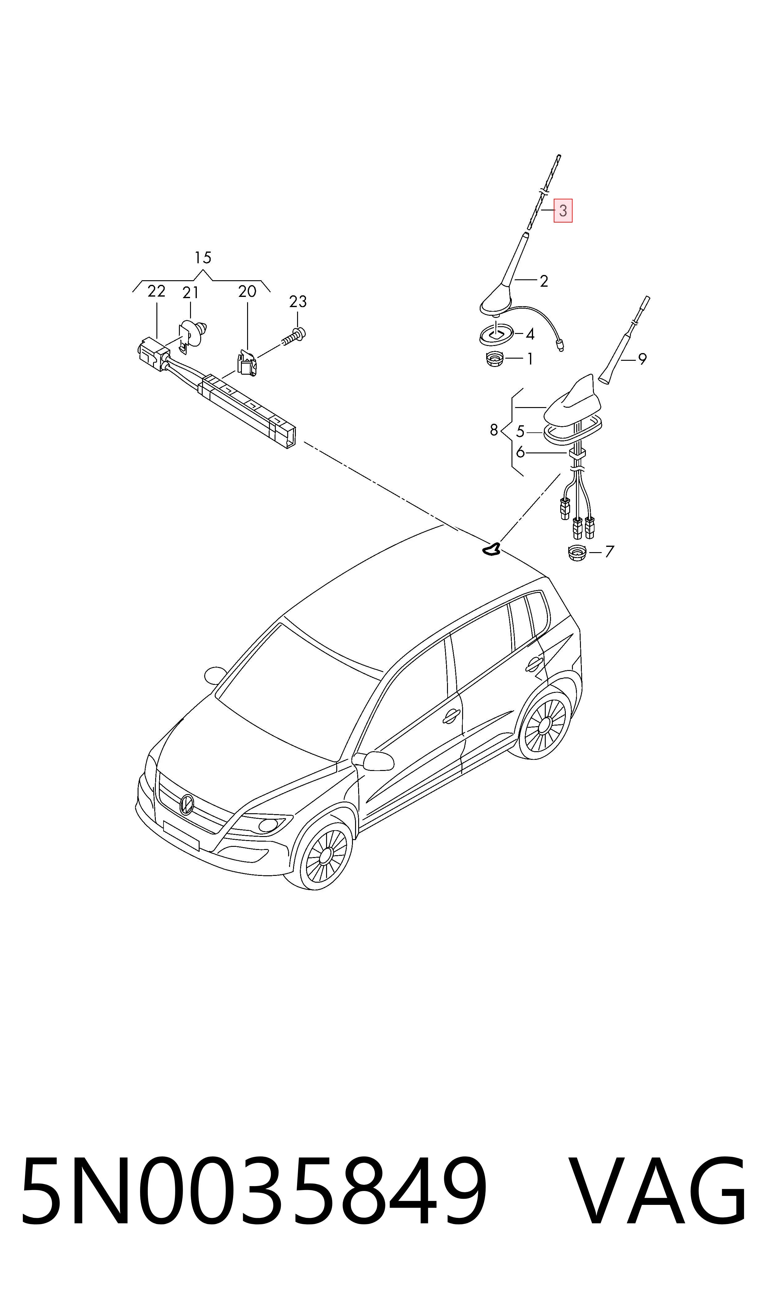 5N0035849 VAG Haste de antena