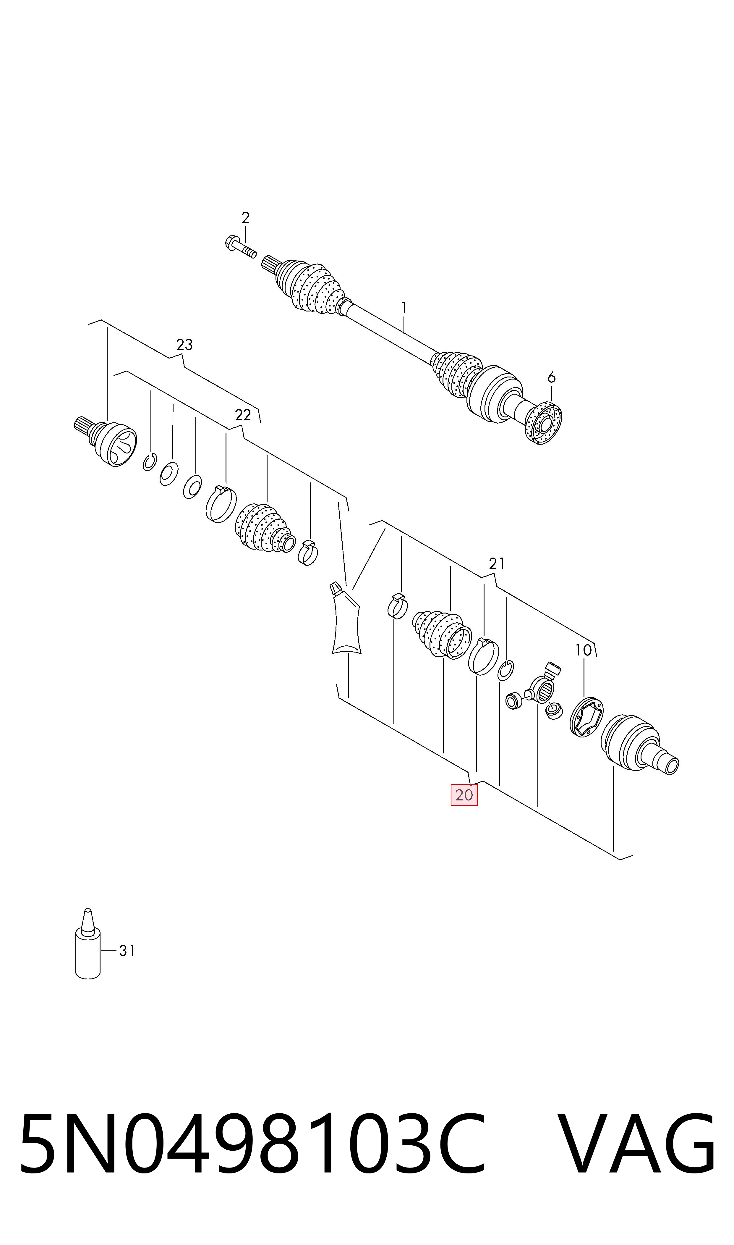 Junta homocinética interna, tripé para Volkswagen Passat B8 3G2, CB2
