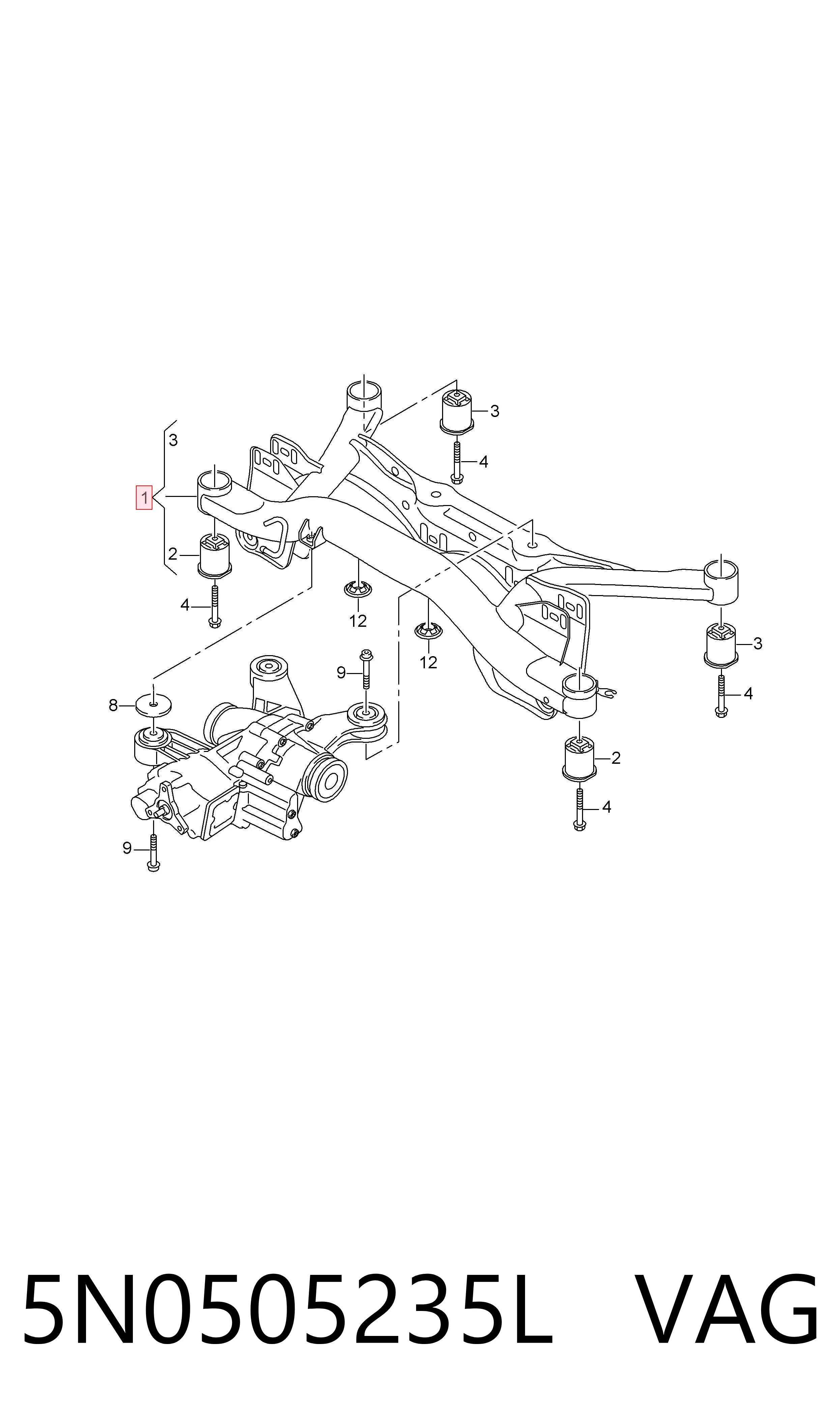Viga de suspensão traseira (plataforma veicular) Volkswagen Tiguan I 5N1, 5N2 ao melhor preço