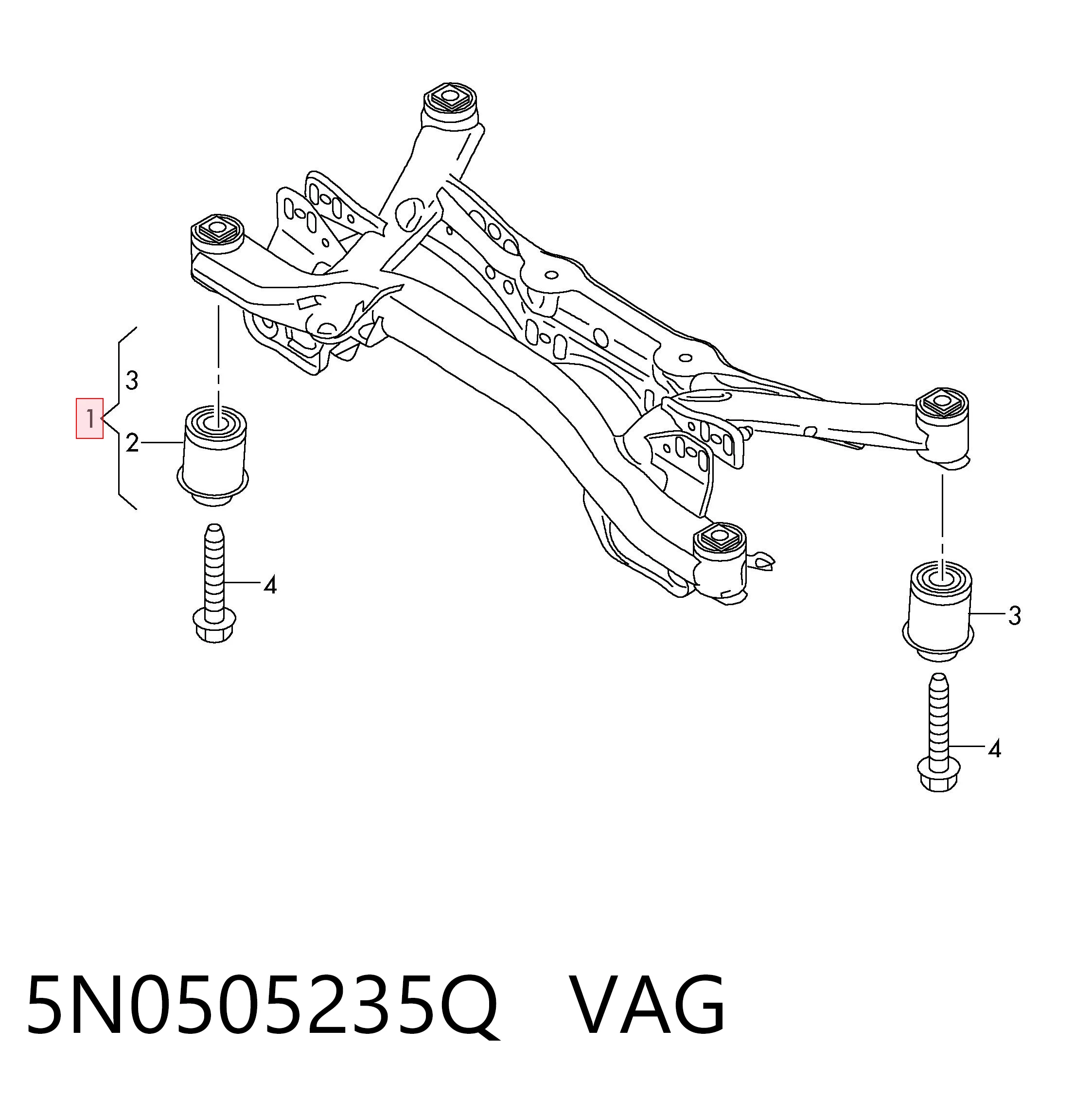 Viga de suspensão traseira (plataforma veicular) Skoda SuperB II 3T4