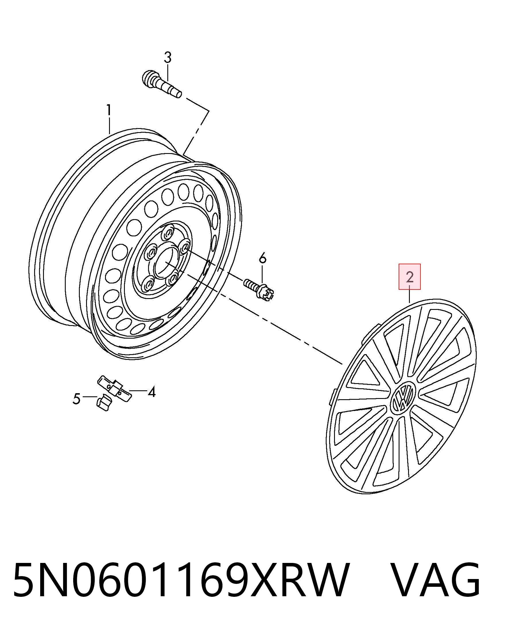 5N0601169XRW VAG Coberta de disco de roda