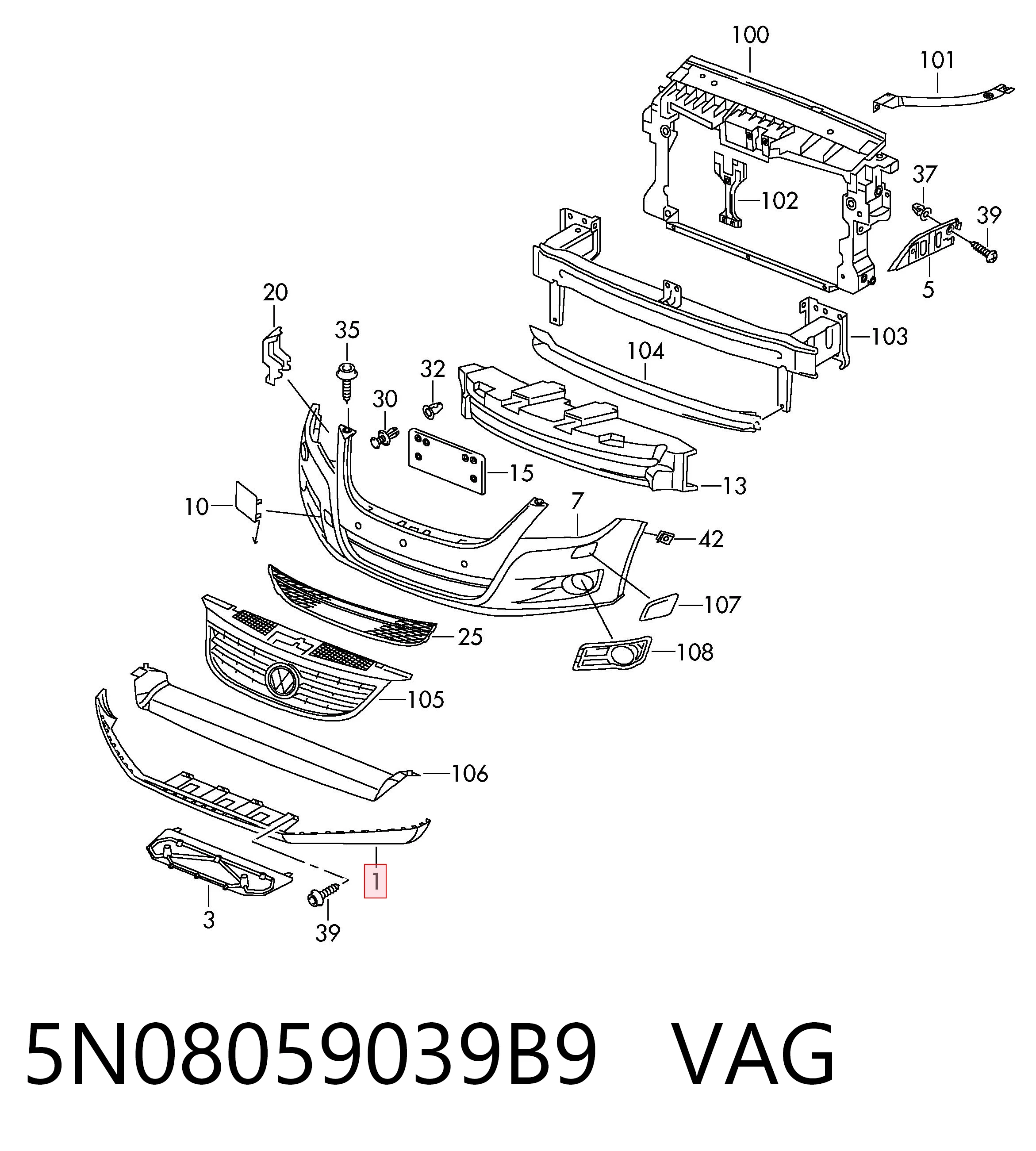 Spoiler do pára-choque dianteiro VAG 5N08059039B9 preço, a partir de 101,19 USD