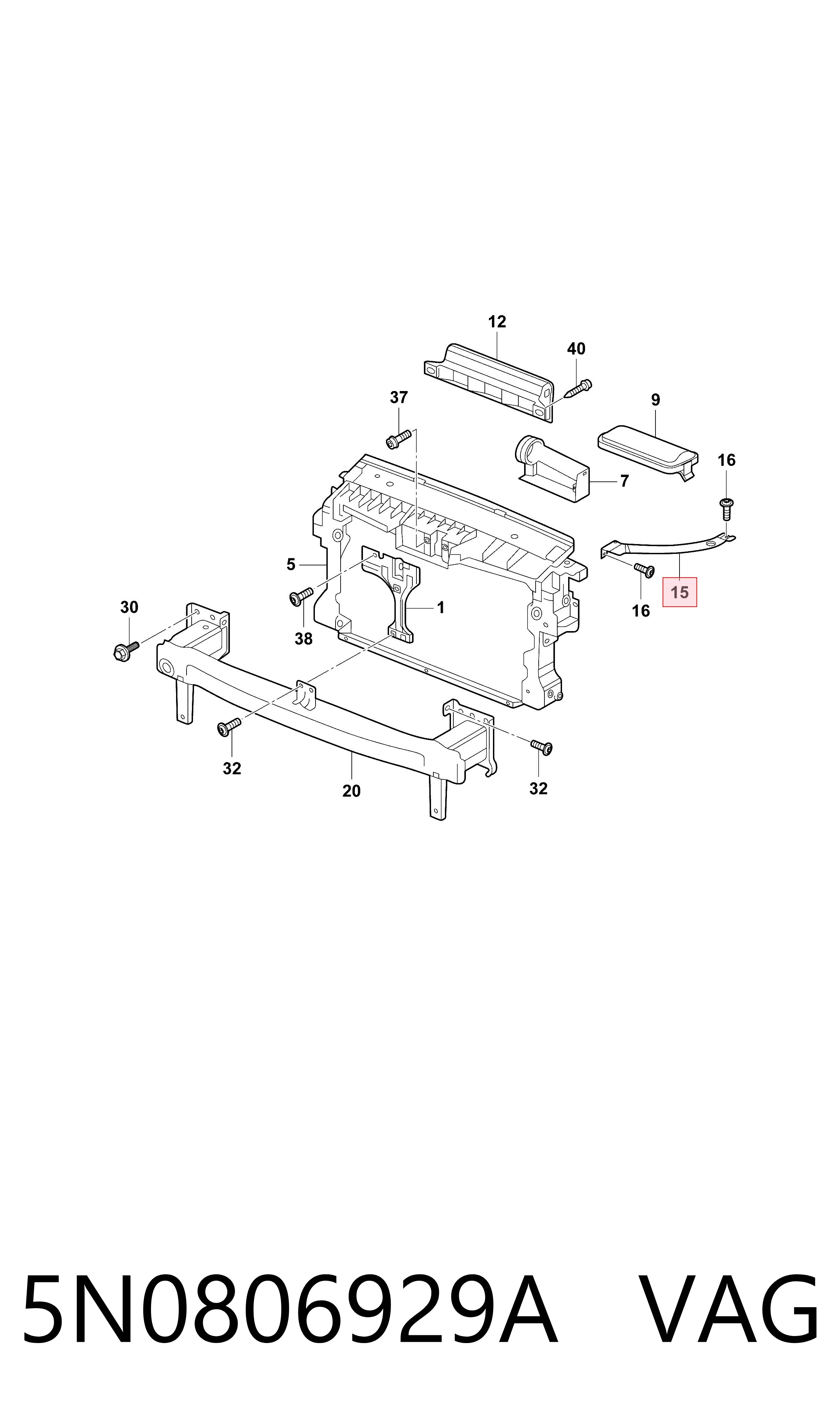 5N0806929A VAG Consola de suporte do radiador superior
