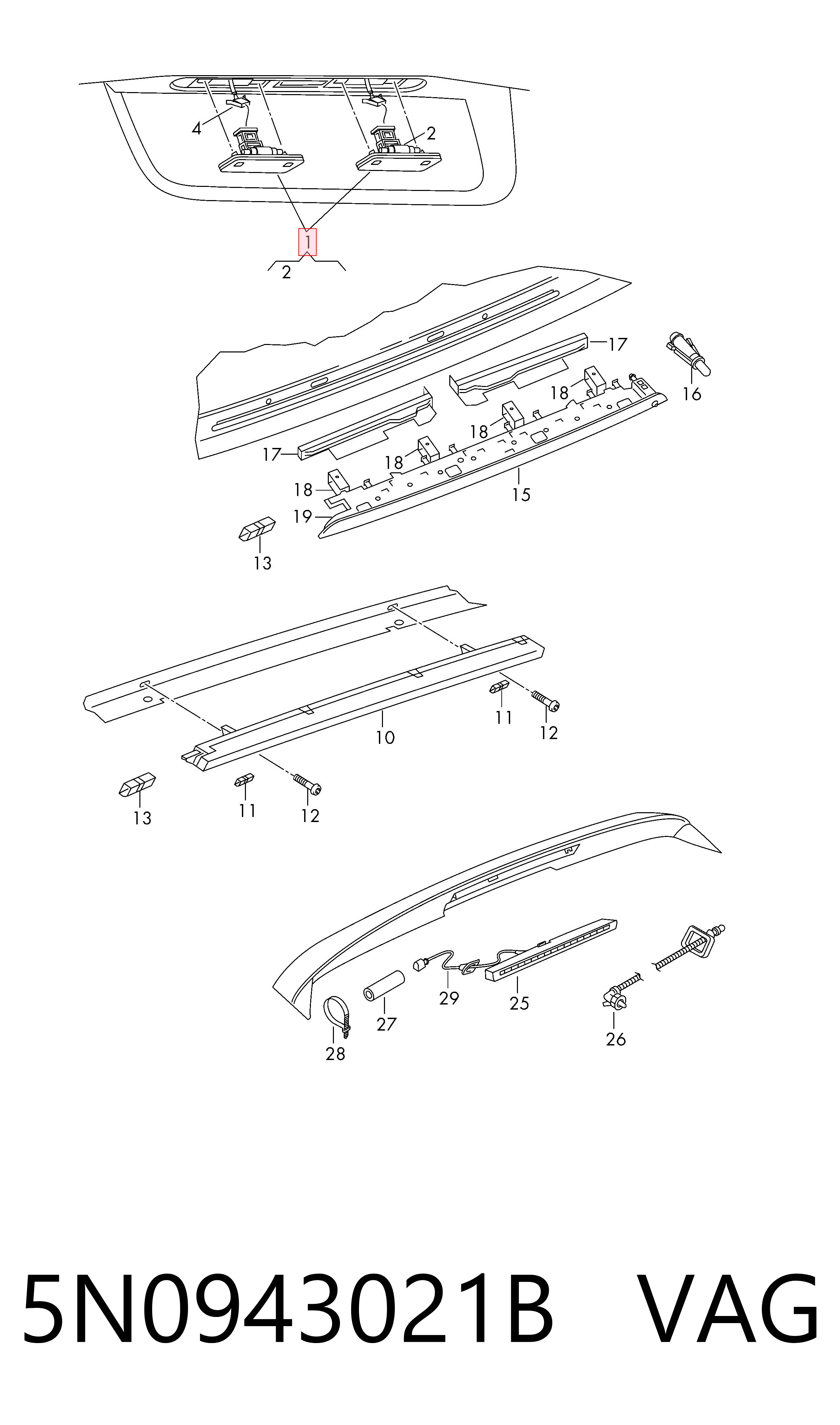 Lanterna da luz de fundo de matrícula traseira VAG 5N0943021B preço, a partir de 30,93 USD