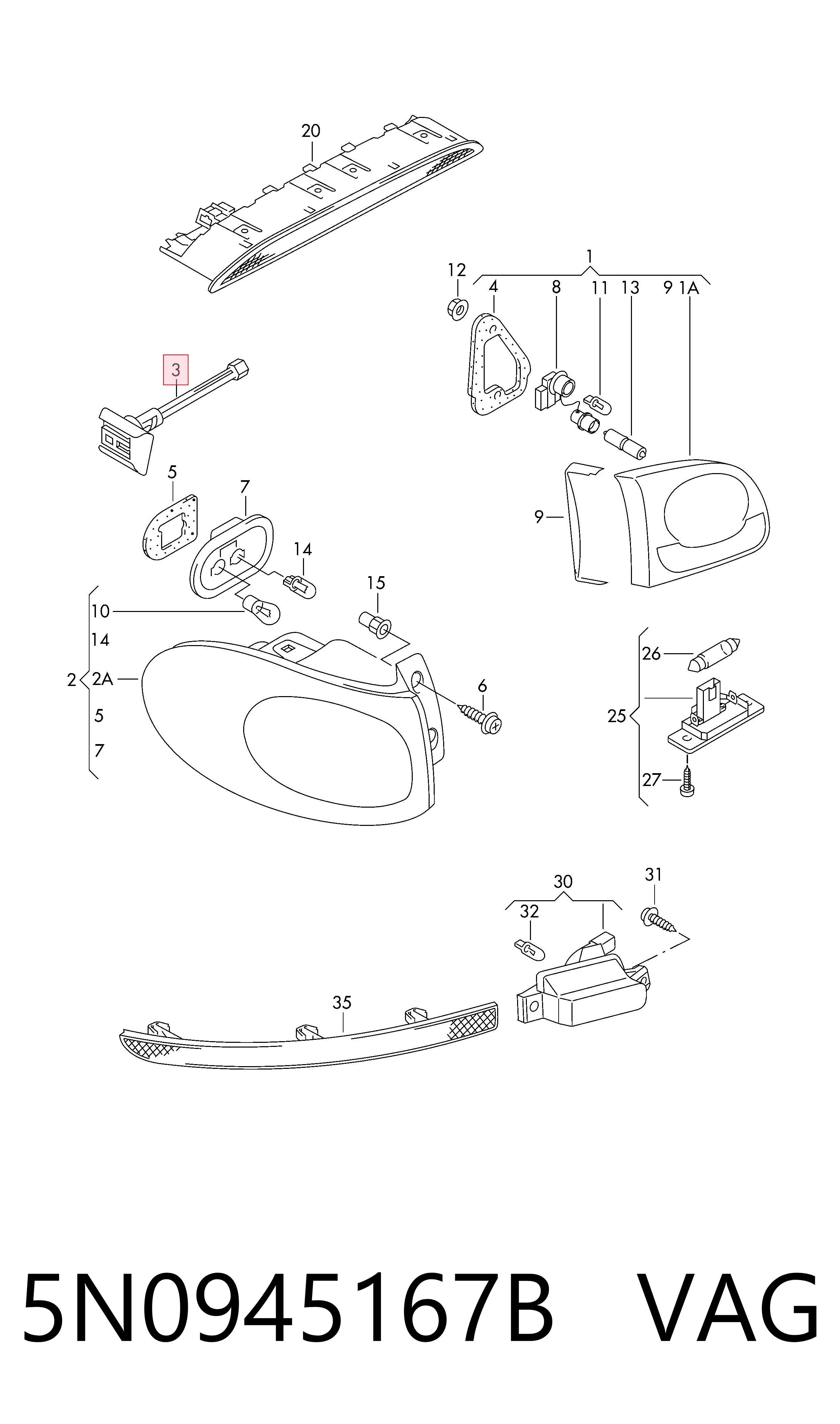 5N0945167B VAG Corretor da luz