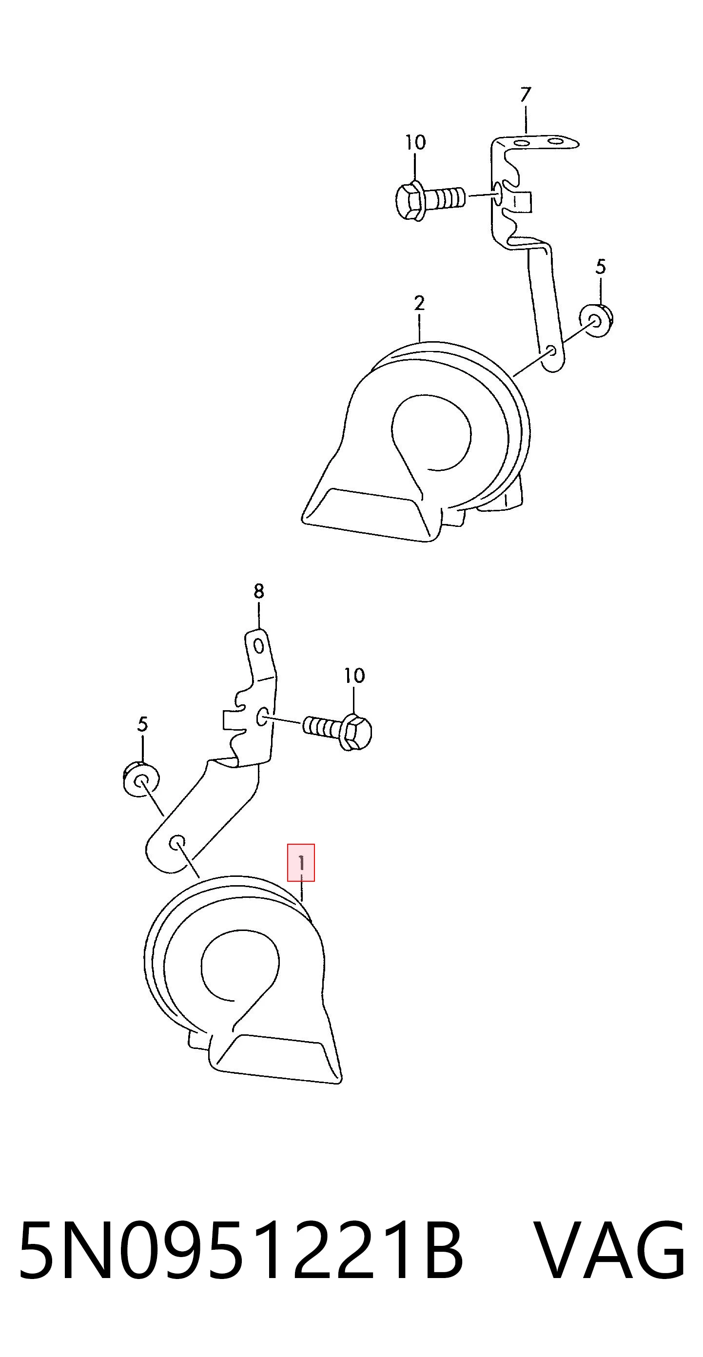 5N0951221B VAG Sinal sonoro (cláxon)