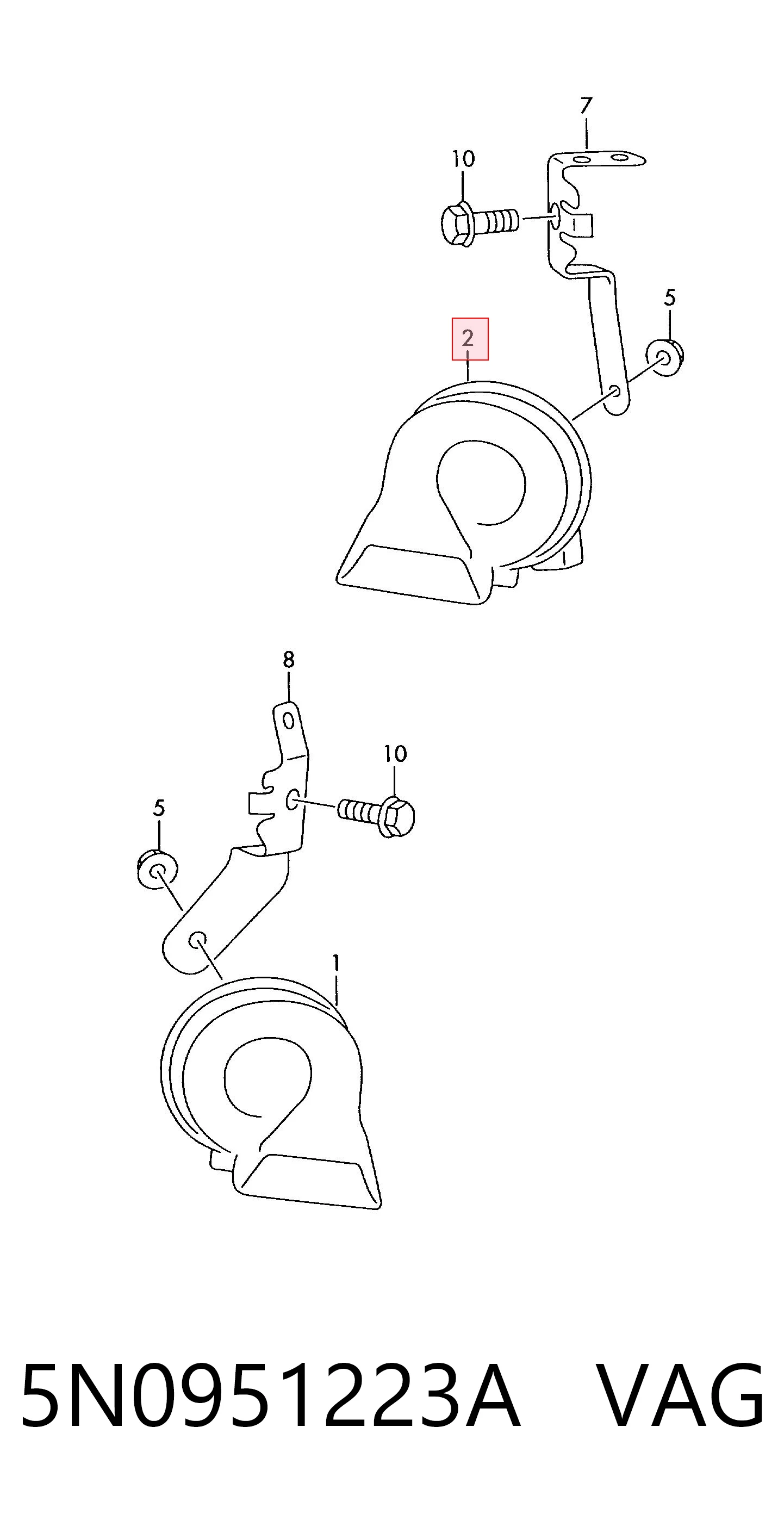 5N0951223A VAG Sinal sonoro (cláxon)