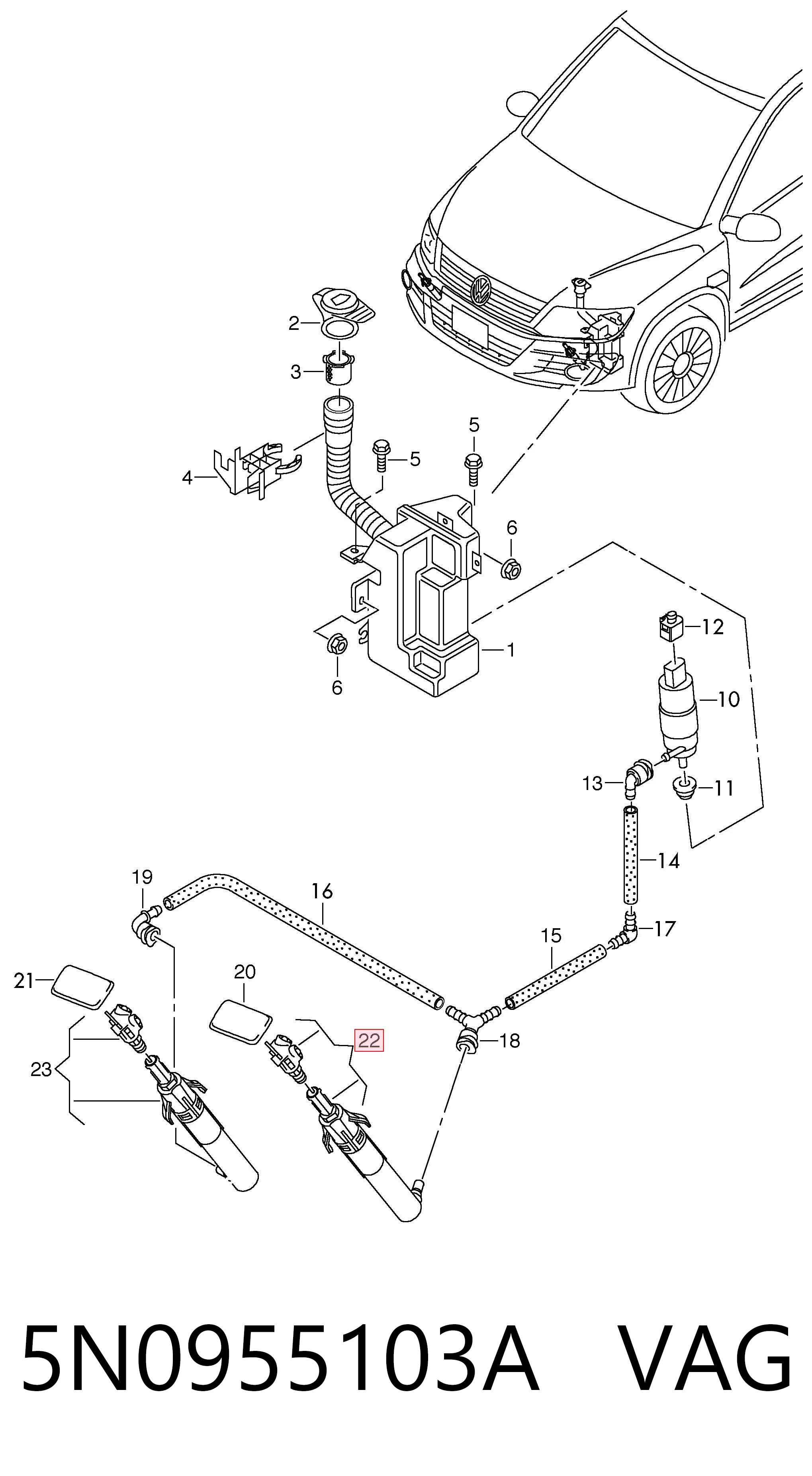 Suporte do injetor de fluido para lavador das luzes (cilindro de elevação) VAG 5N0955103A preço, a partir de 34,01 USD