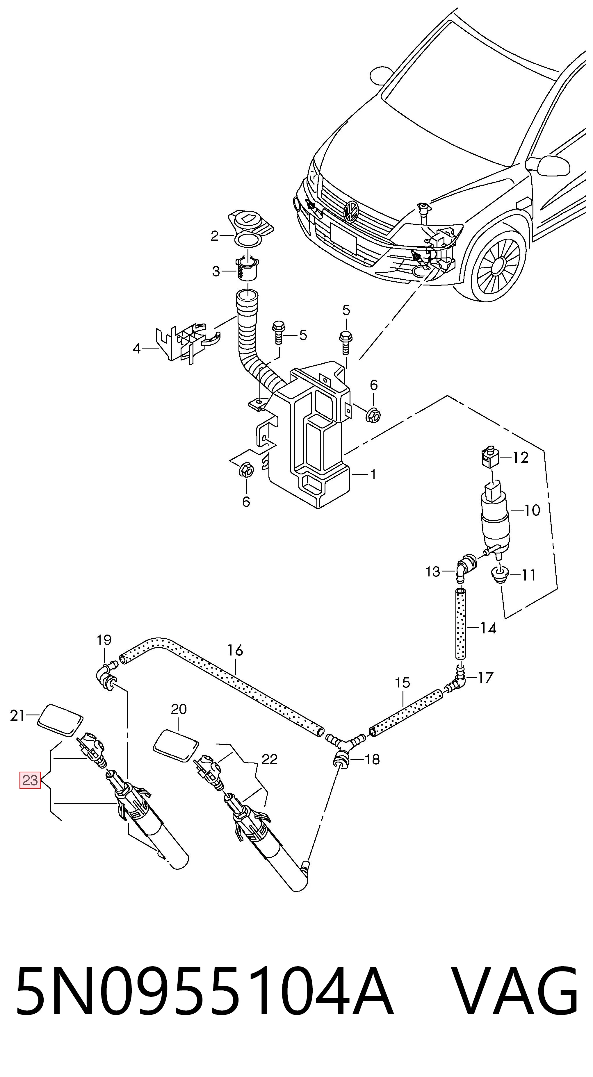 Suporte do injetor de fluido para lavador das luzes (cilindro de elevação) VAG 5N0955104A preço, a partir de 44,50 USD
