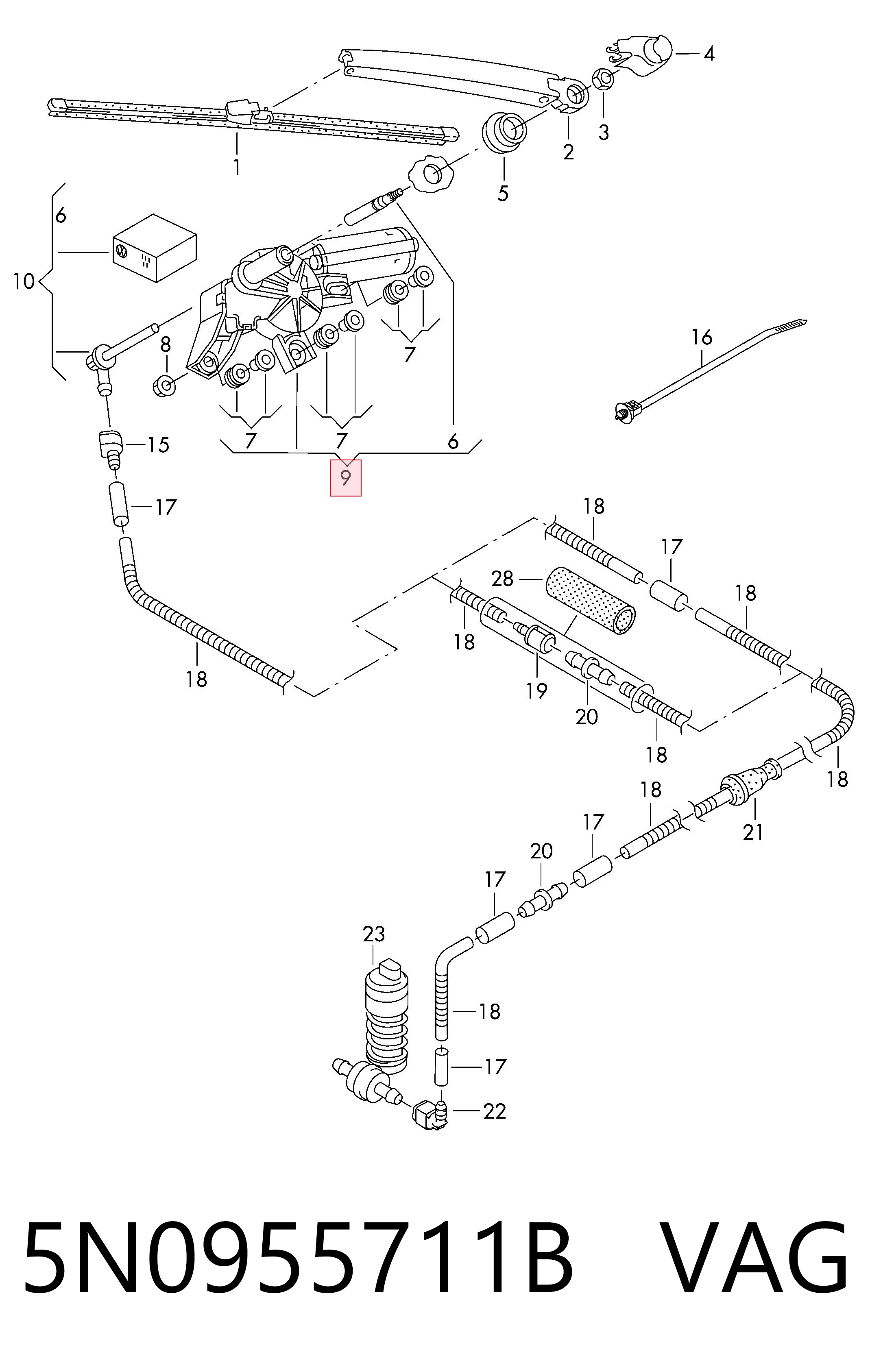 Motor de limpador pára-brisas de vidro traseiro VAG 5N0955711B preço, a partir de 56,18 USD