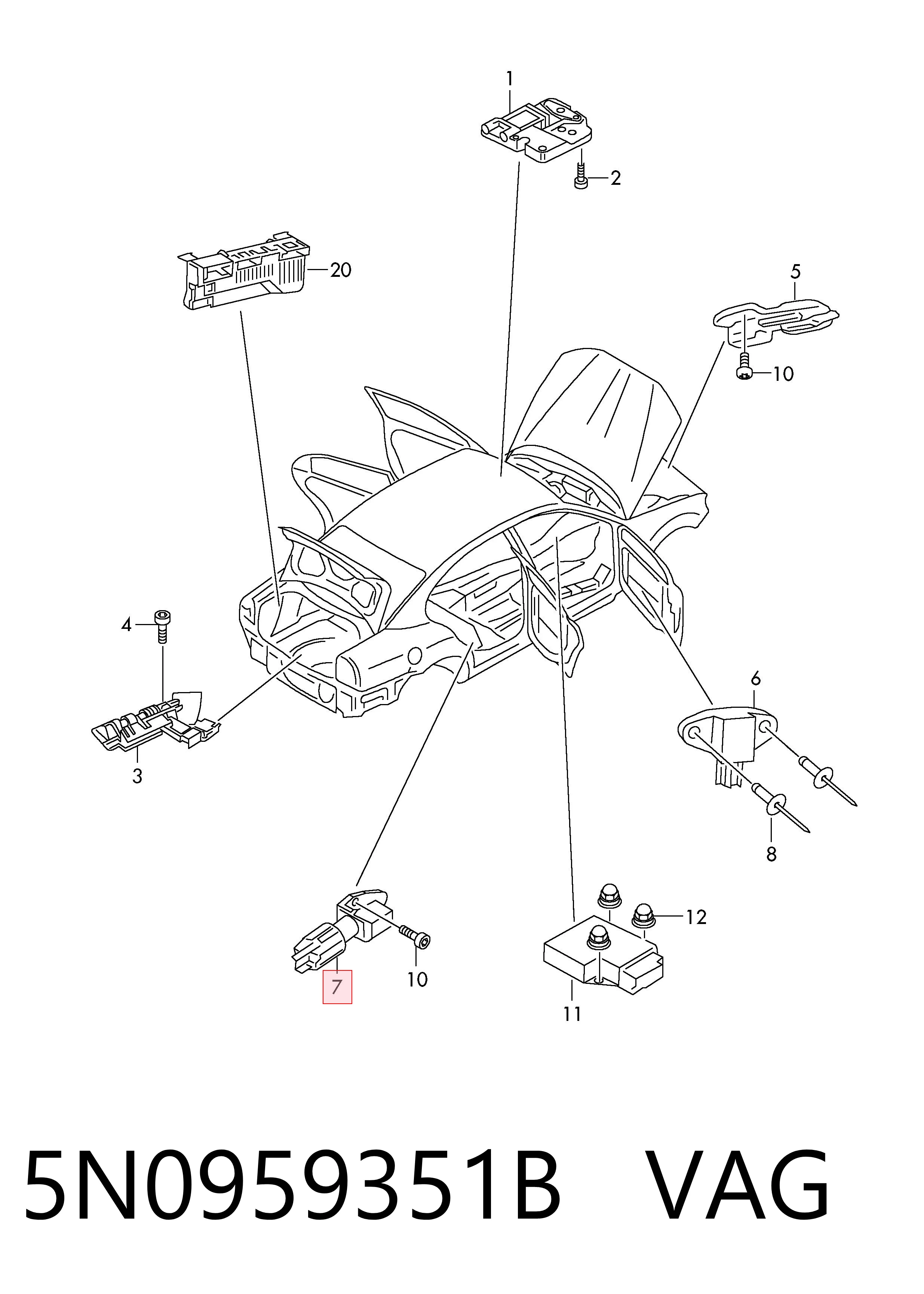 Sensor AIRBAG dianteiro VAG 5N0959351B preço, a partir de 39,01 USD