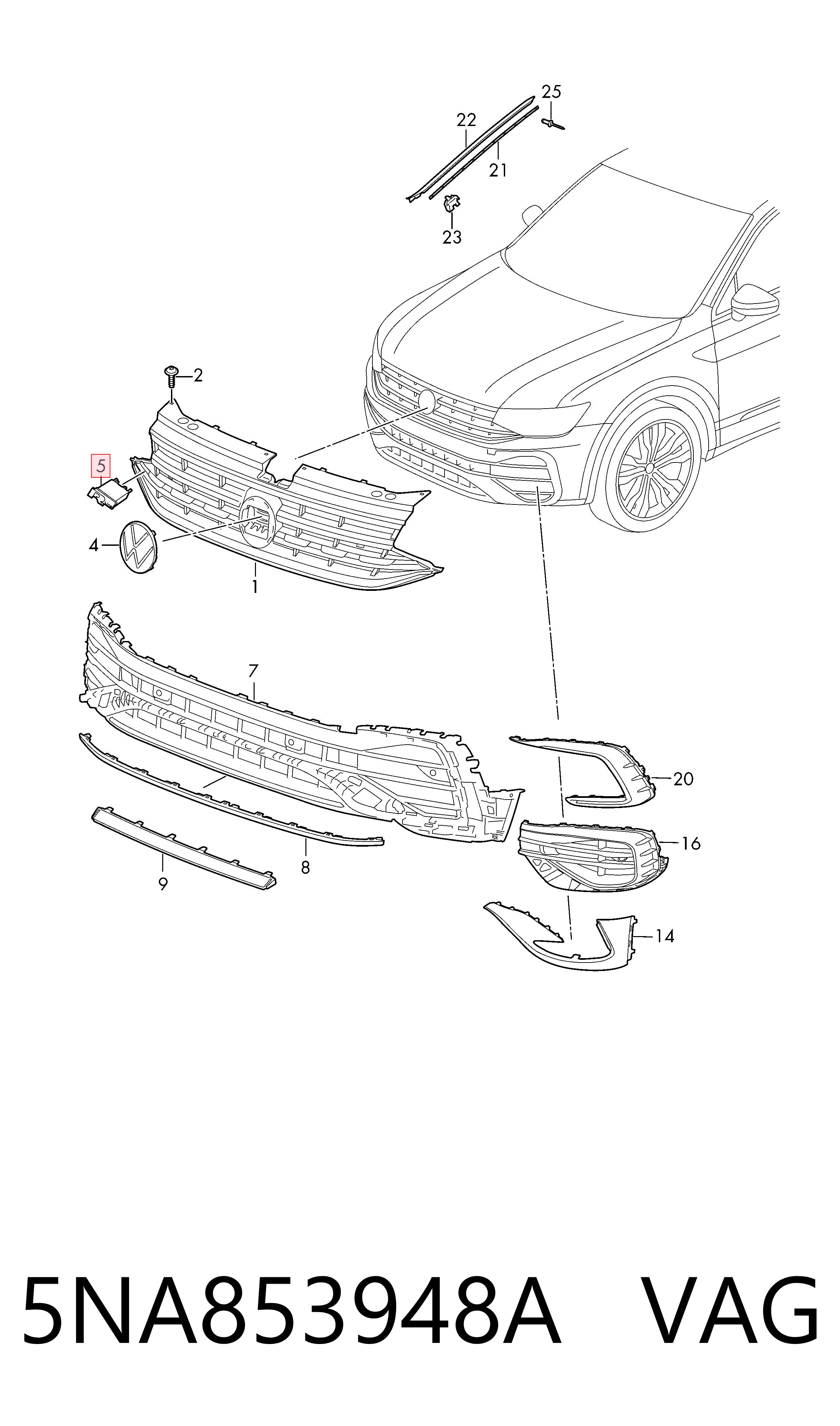  VAG 5NA853948A preço, a partir de 72,80 USD