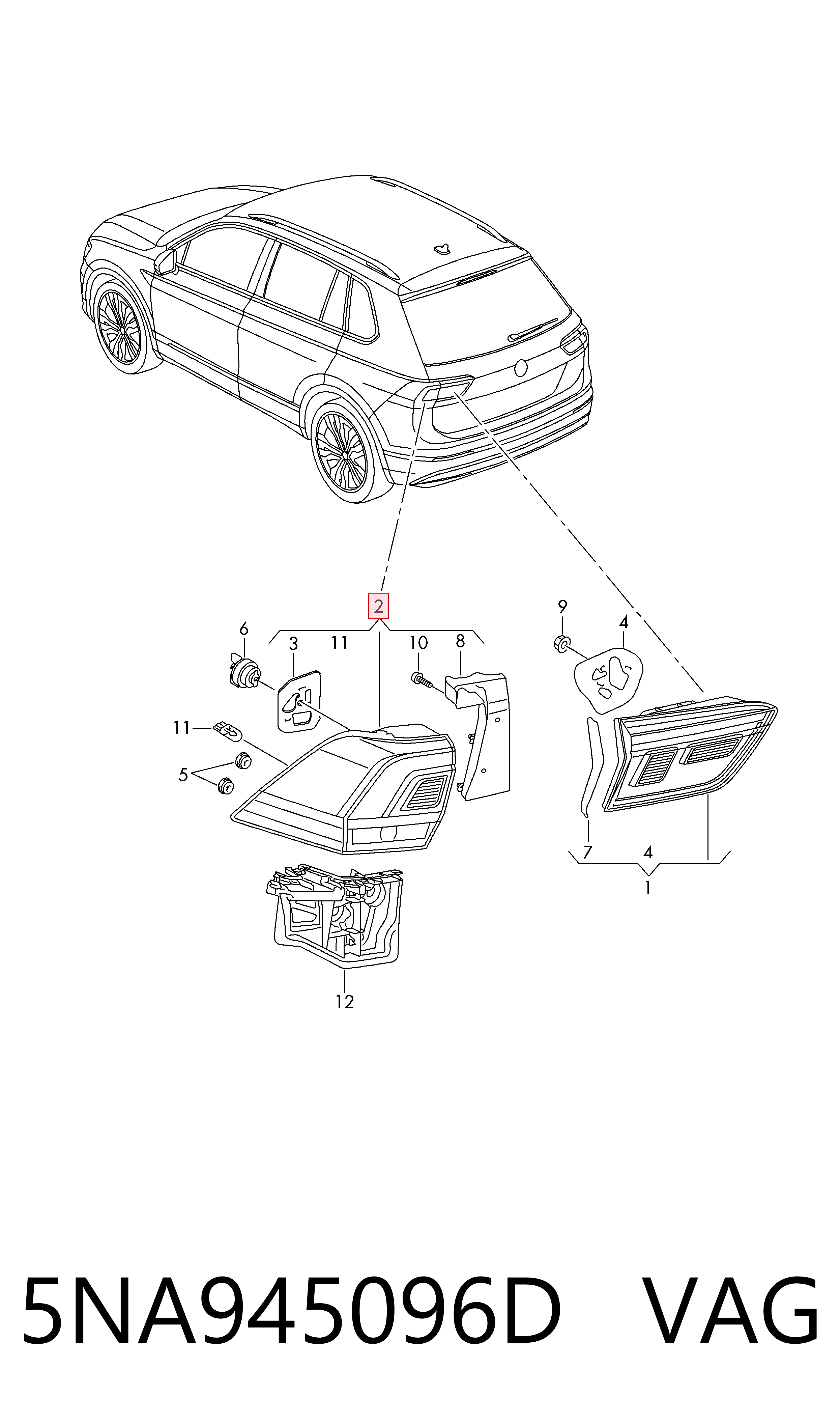 Lanterna traseira direita externa VAG 5NA945096D preço, a partir de 198,99 USD