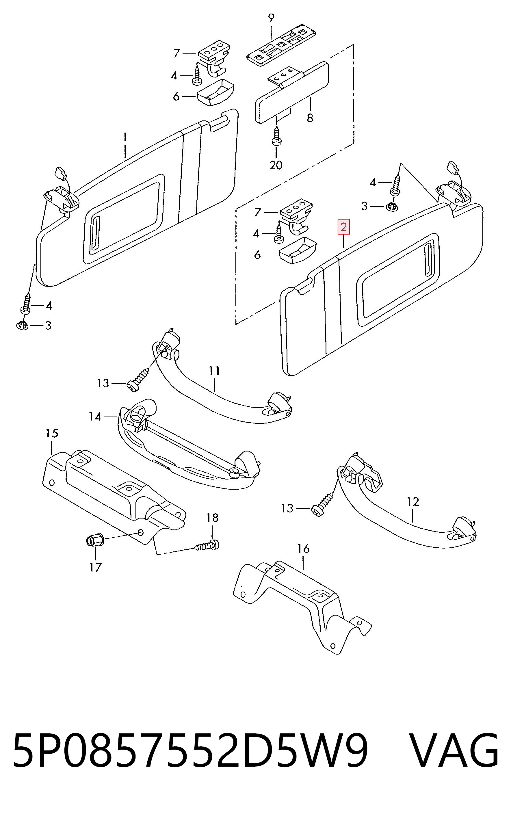 Pala contra o sol Seat Altea  5P1