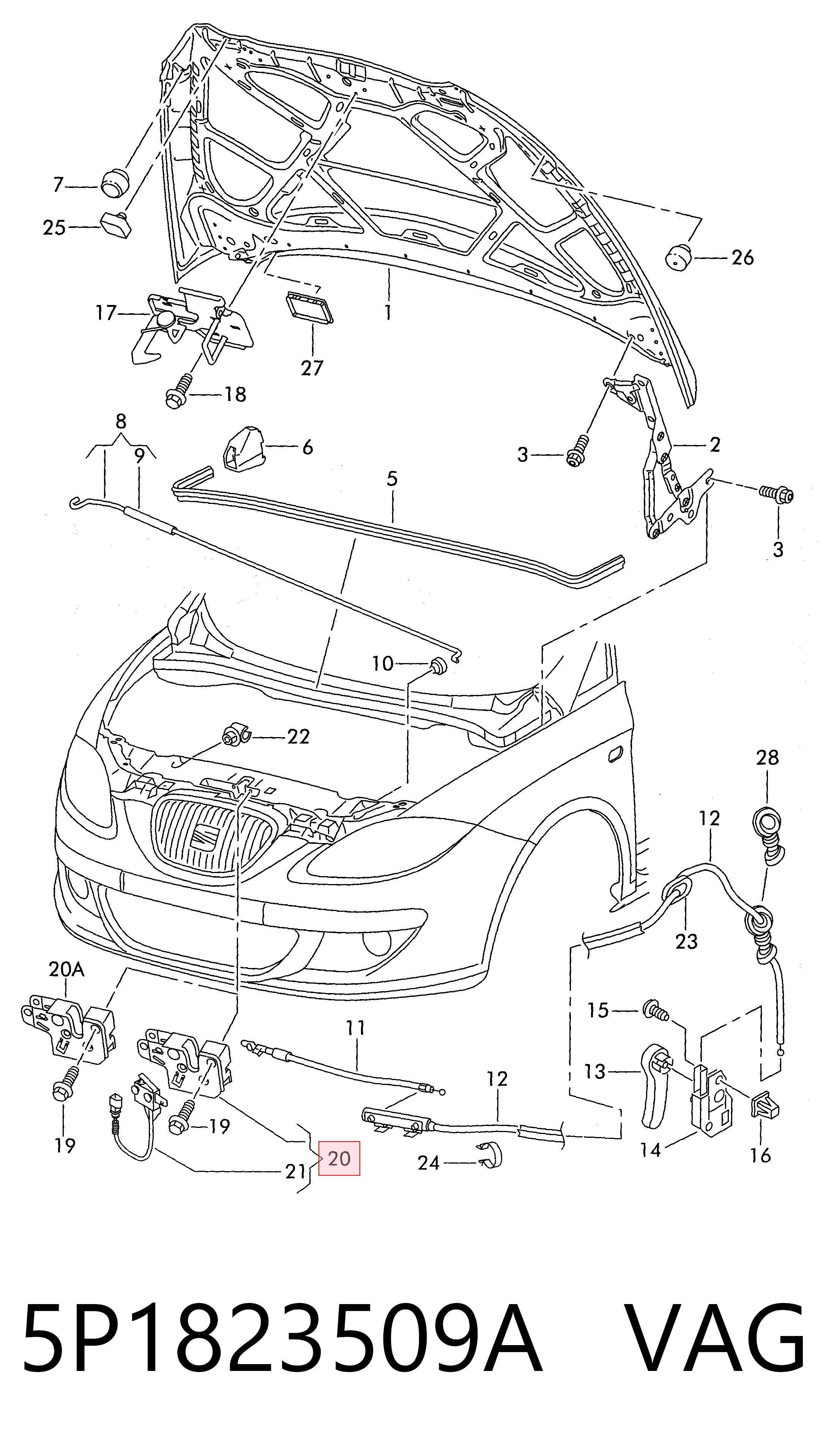 Fecho da capota Seat Toledo III 5P2