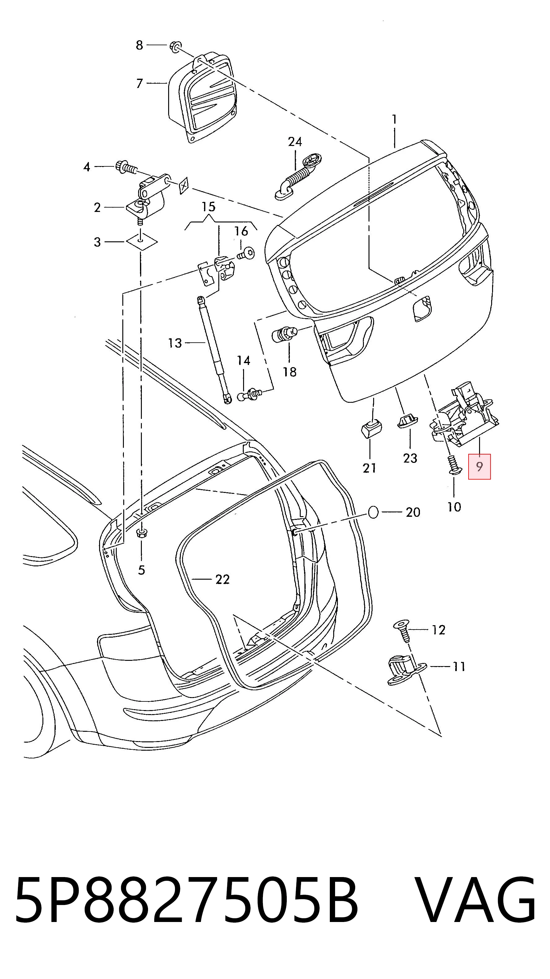 Compre Fecho de tampa de porta-malas (de 3ª/5ª porta traseira) Seat Altea 
