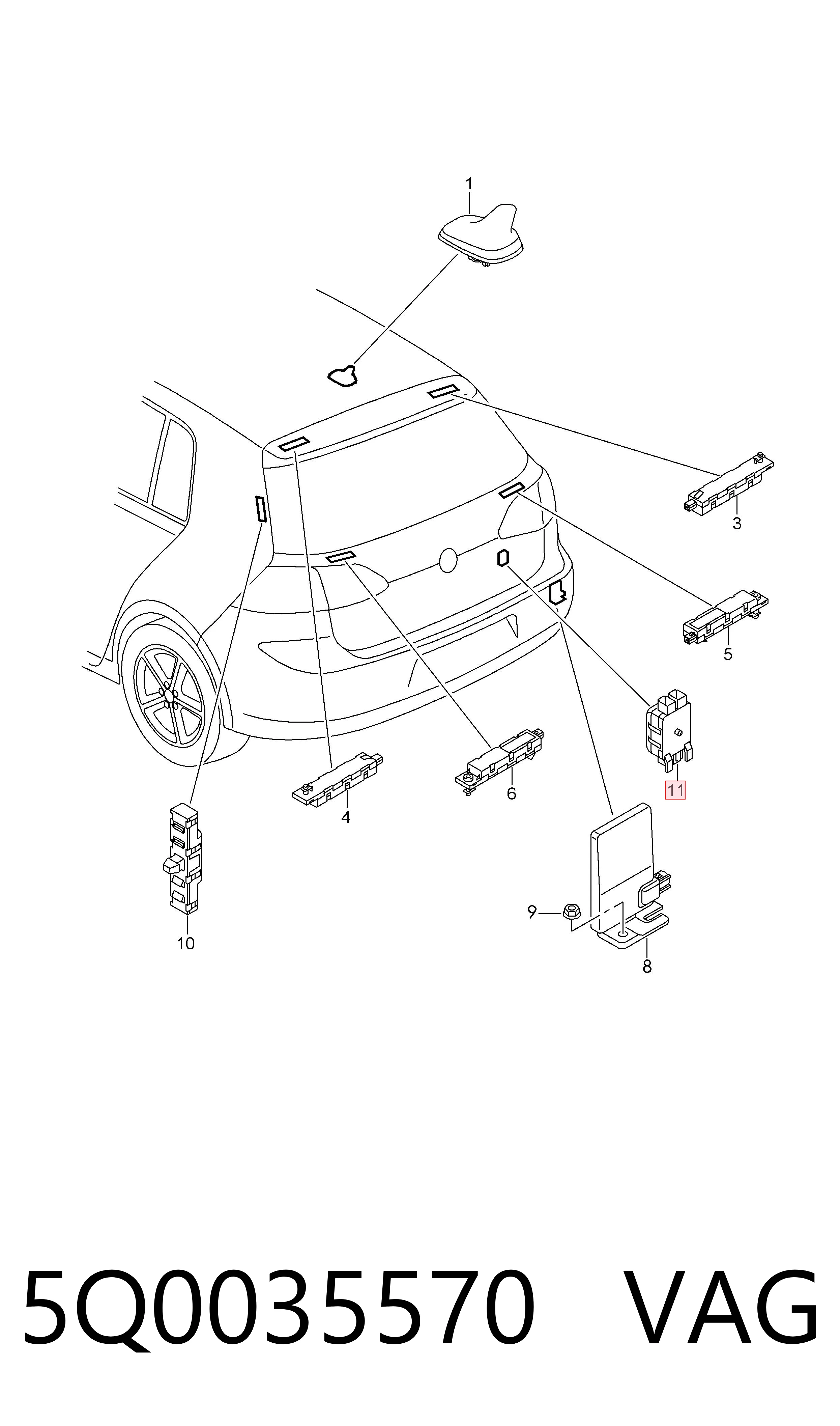 Reforçador do sinal de antena VAG 5Q0035570 preço, a partir de 39,23 USD