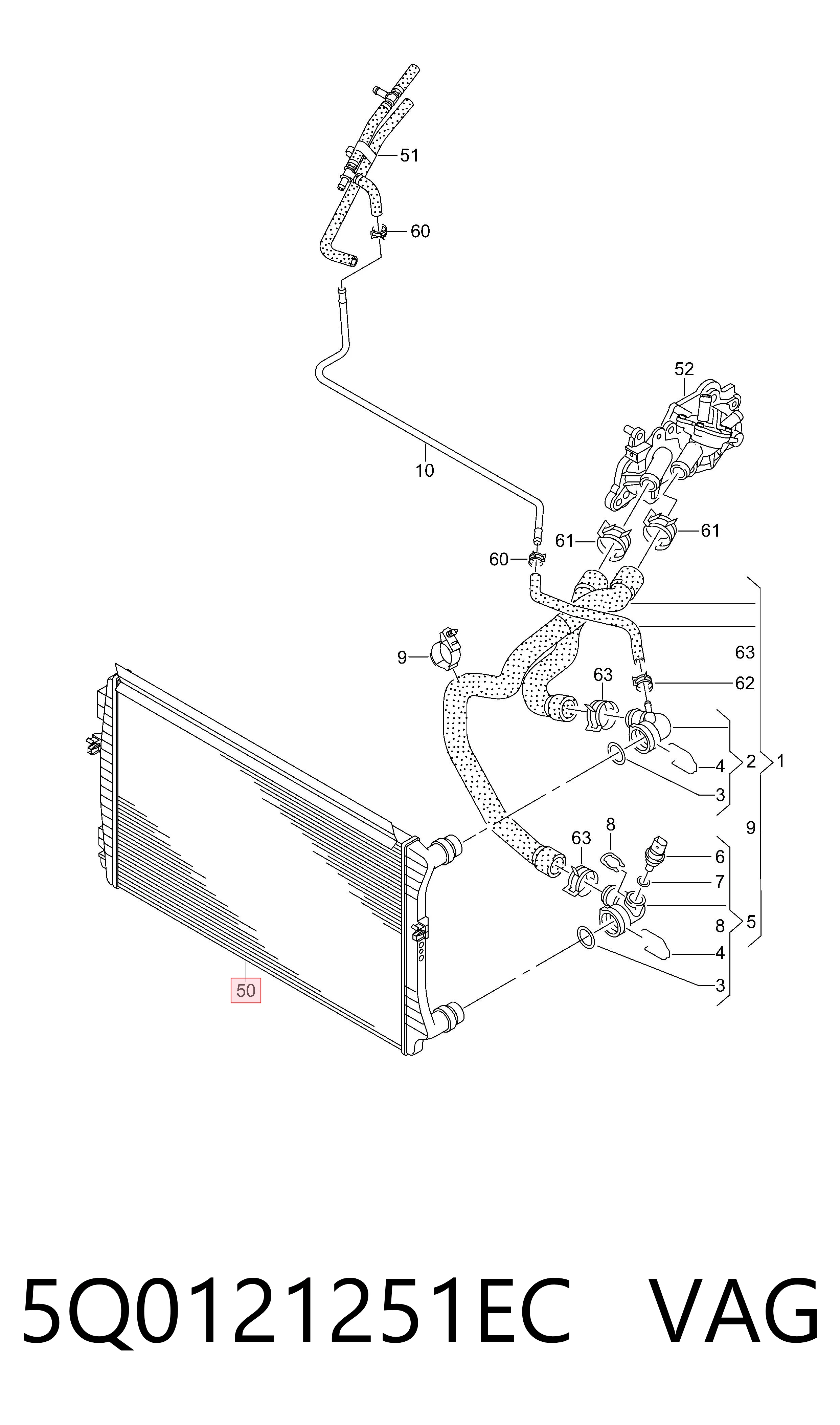 5Q0121251EC VAG Radiador de esfriamento de motor