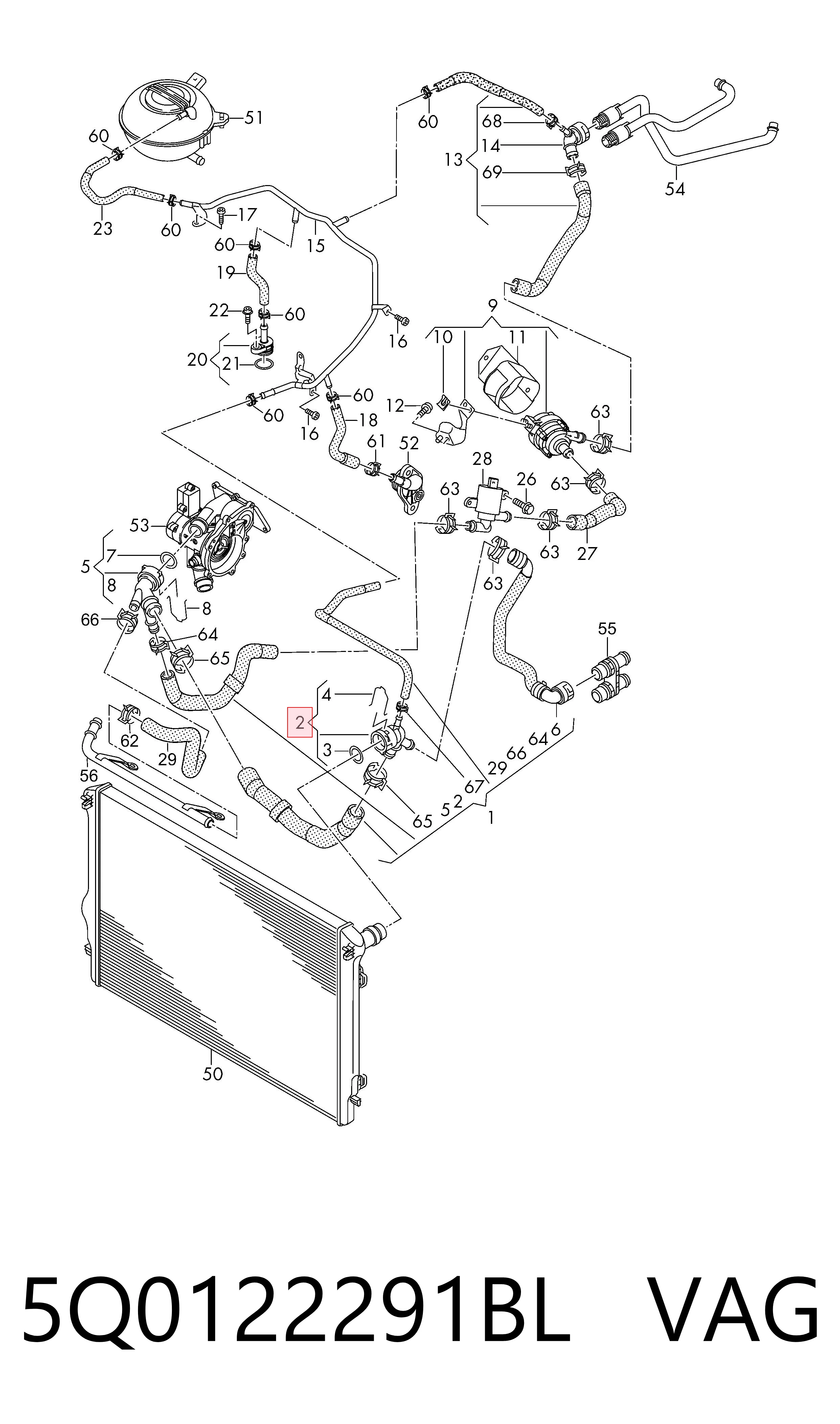 Compre 5Q0122291BL VAG Acoplamento de desmontagem rápida de mangueira do radiador de esfriamento