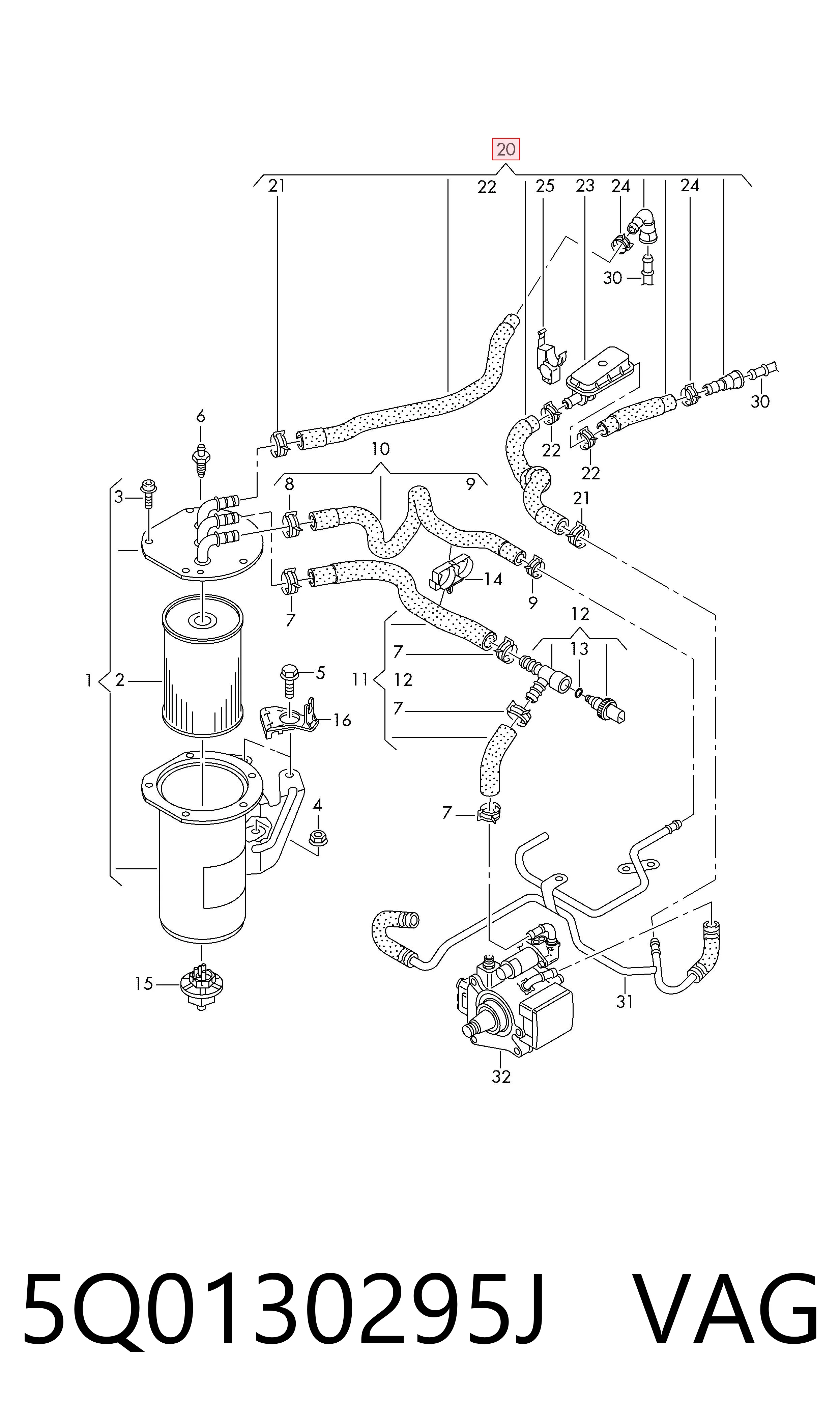 5Q0130295J VAG Sensor de temperatura de combustível