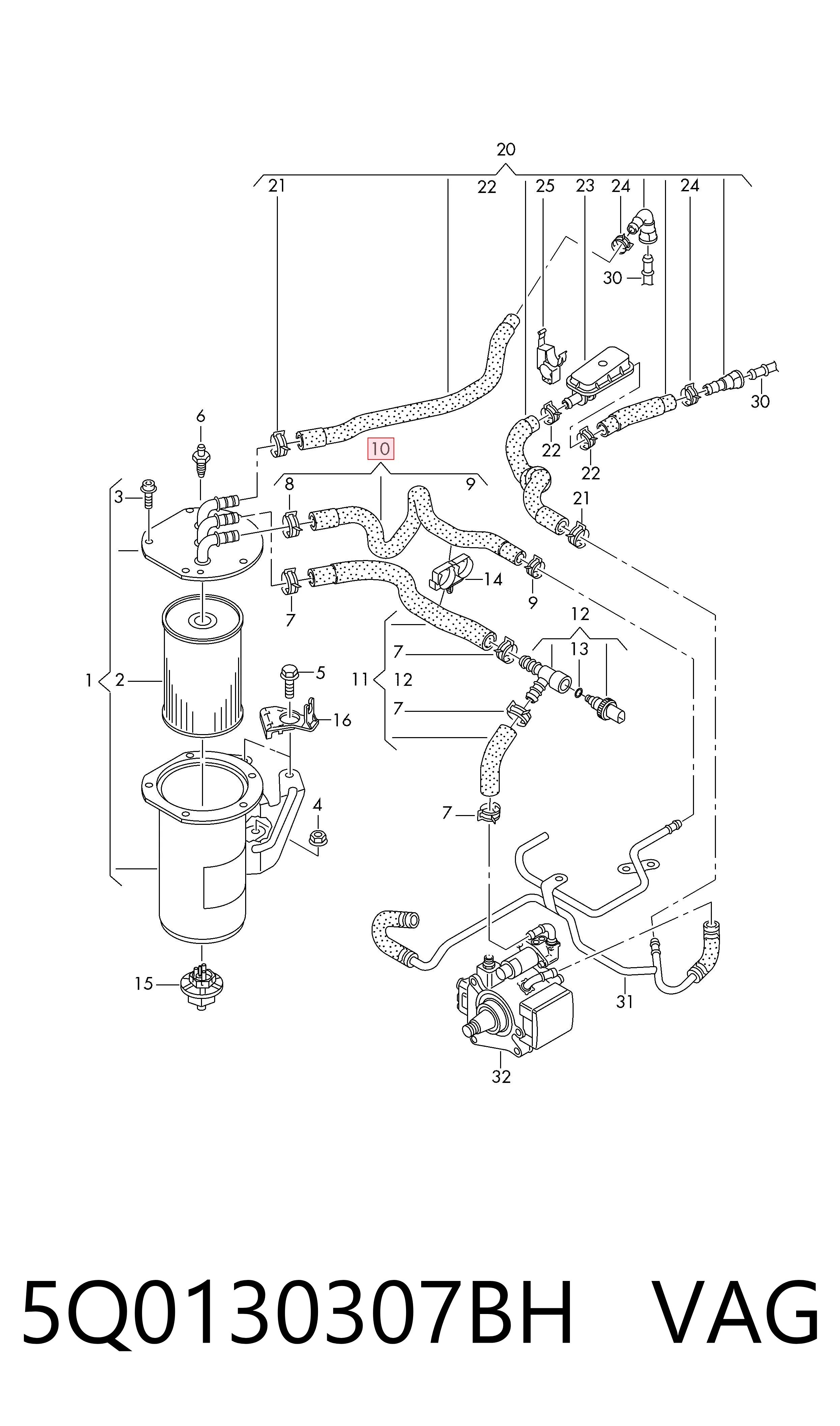 5Q0130307BH VAG Sensor de temperatura de combustível