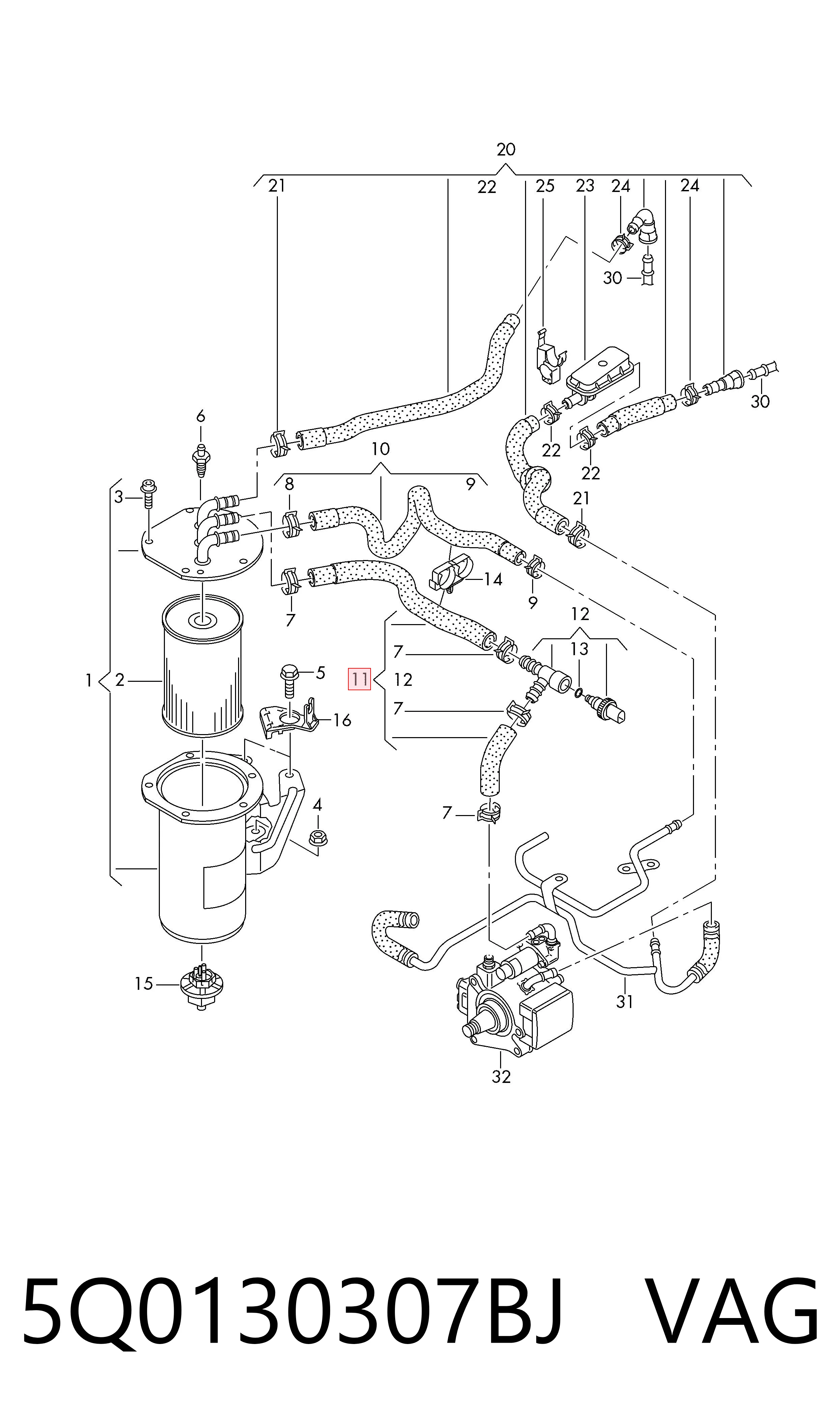 5Q0130307BJ VAG Sensor de temperatura de combustível
