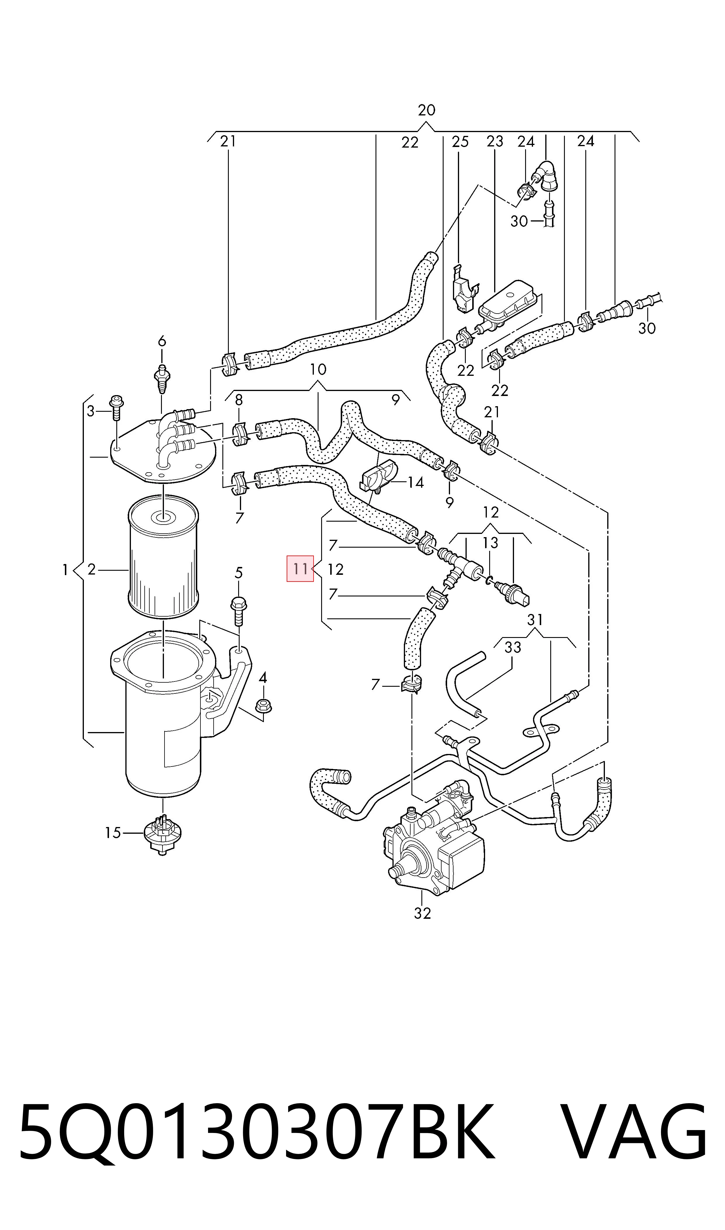 5Q0130307BK VAG Sensor de temperatura de combustível