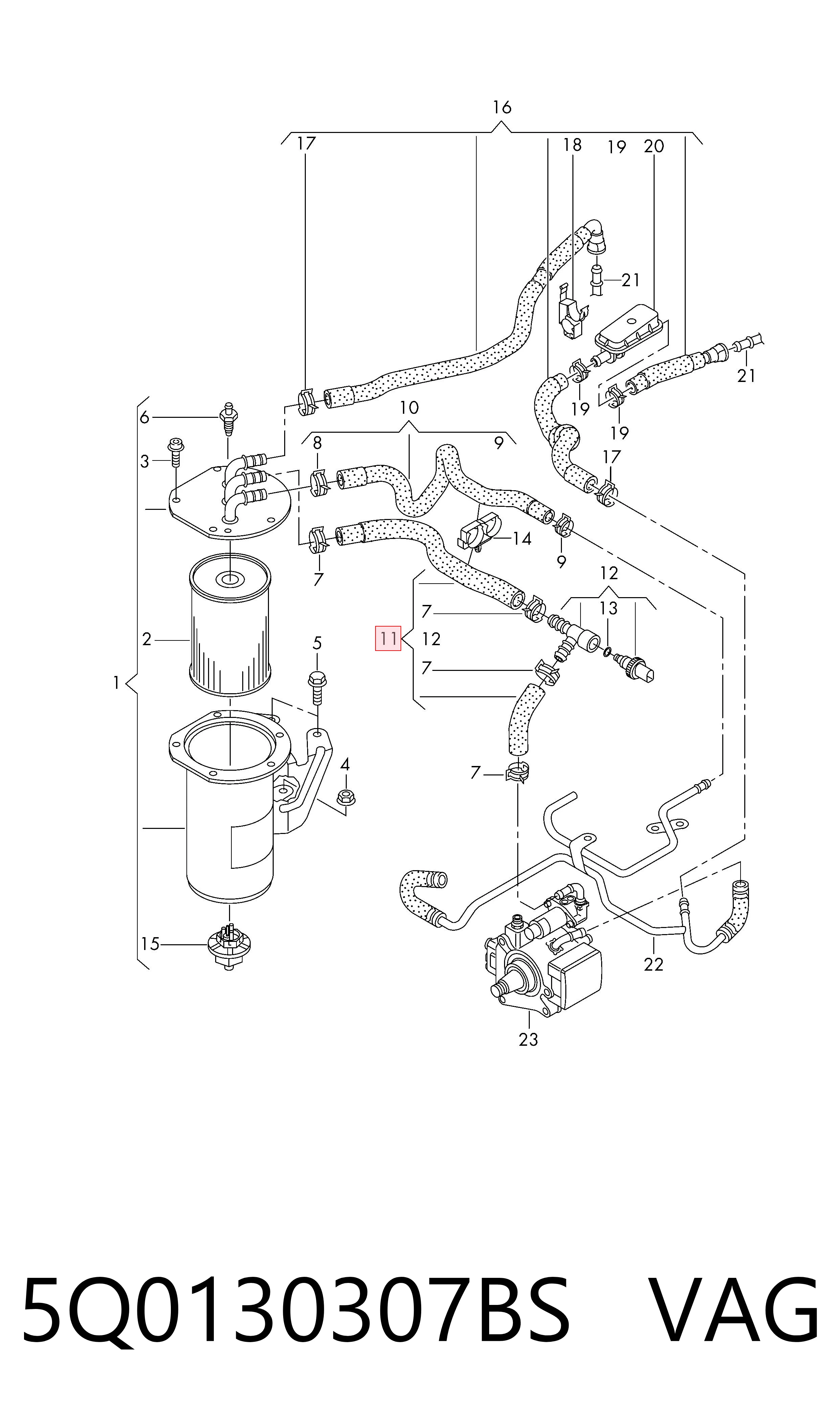 5Q0130307BS VAG Sensor de temperatura de combustível