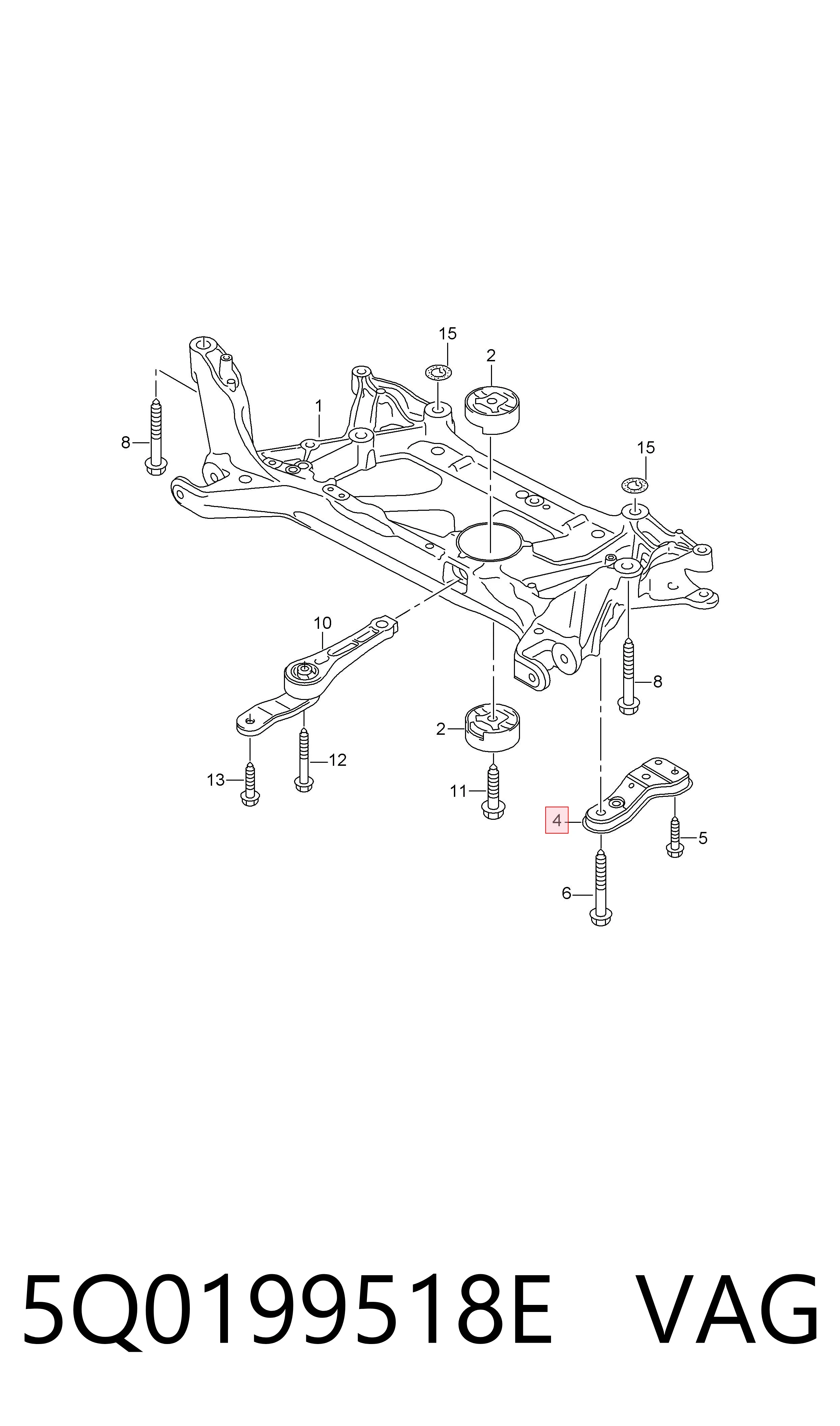 Compre 5Q0199518E VAG Consola de viga dianteira