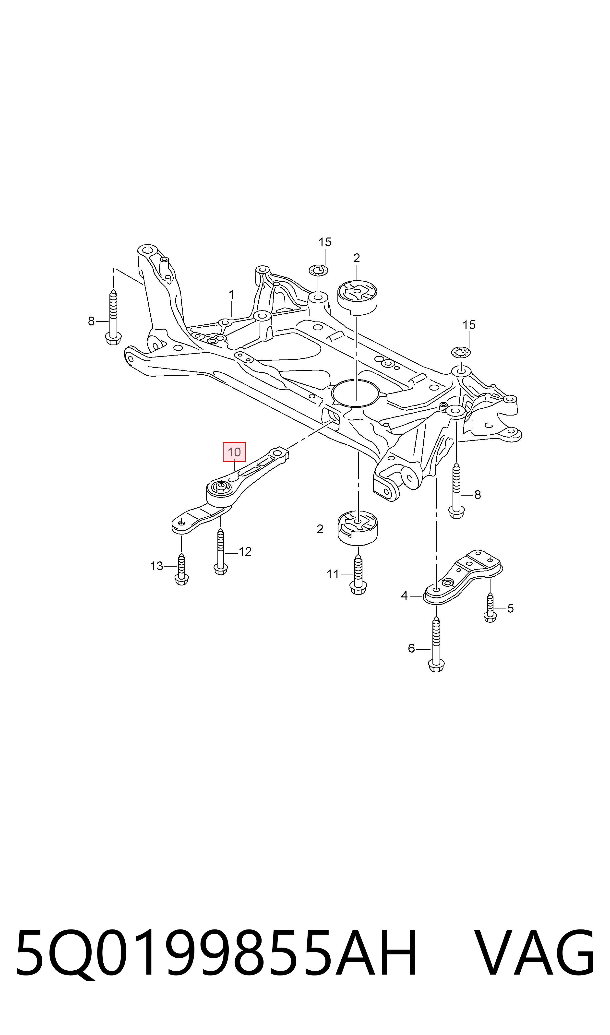 5Q0199855AH VAG Coxim (suporte) traseiro de motor