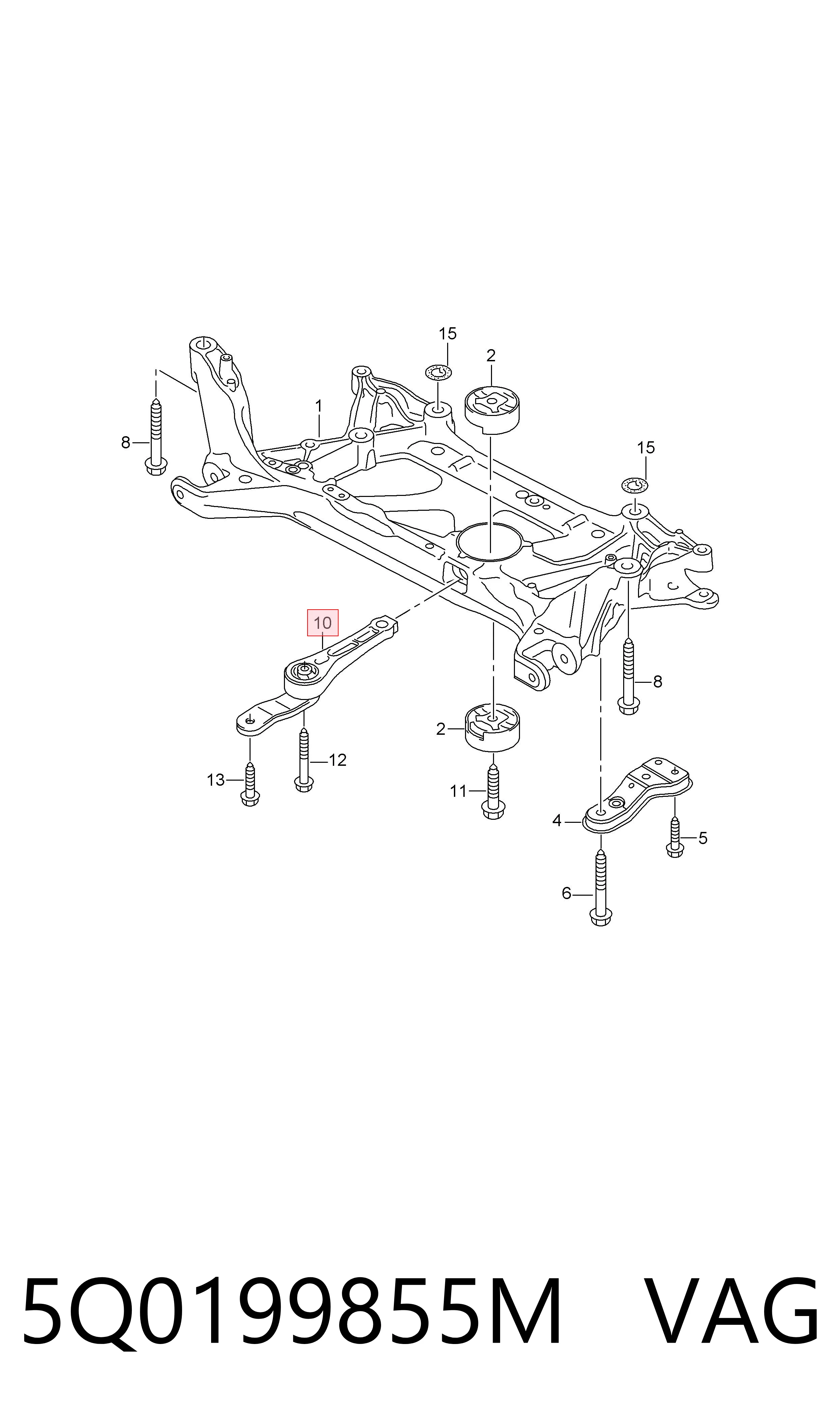 5Q0199855M VAG Coxim (suporte) dianteiro de motor