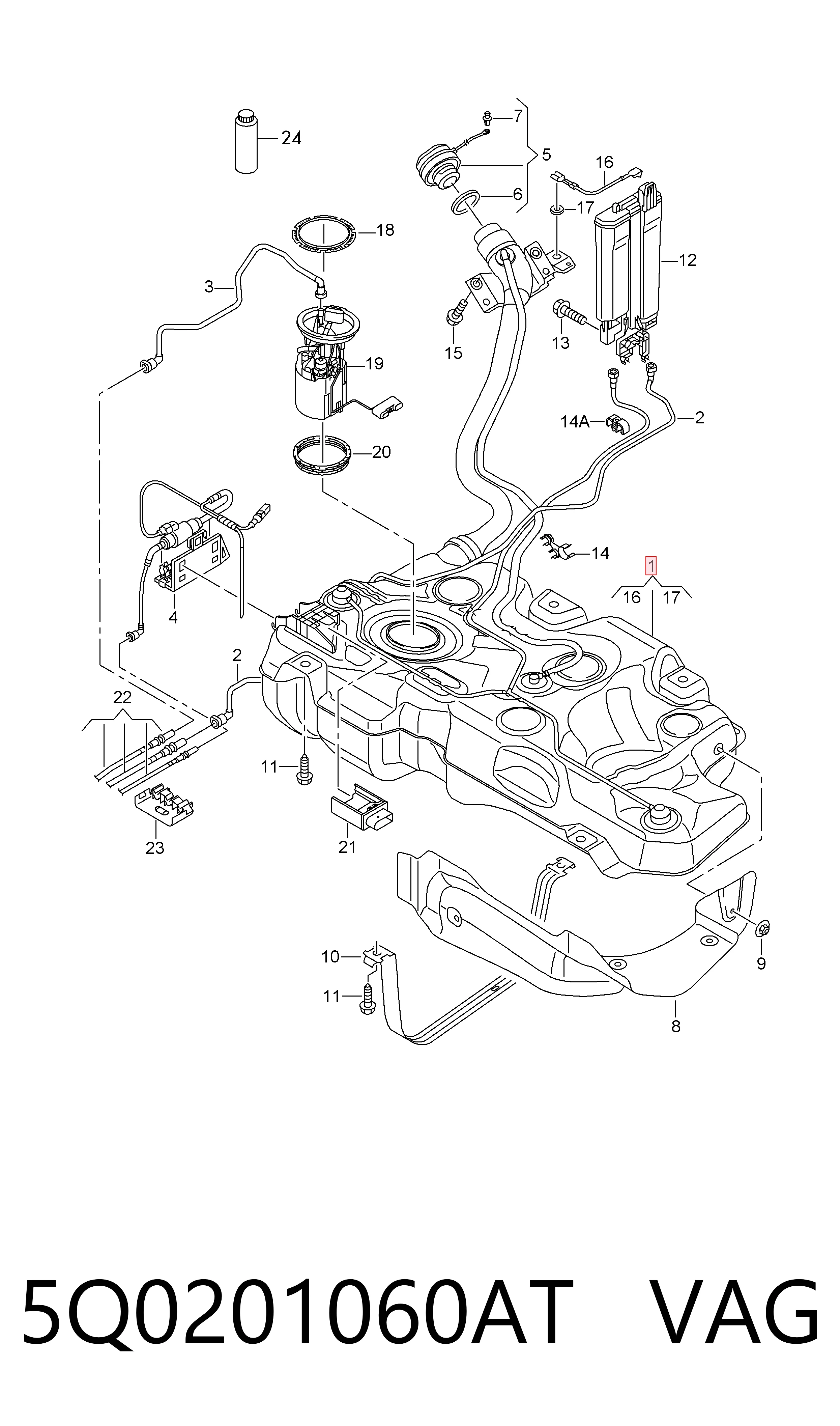 Tanque de combustível para Seat Leon III 5F1