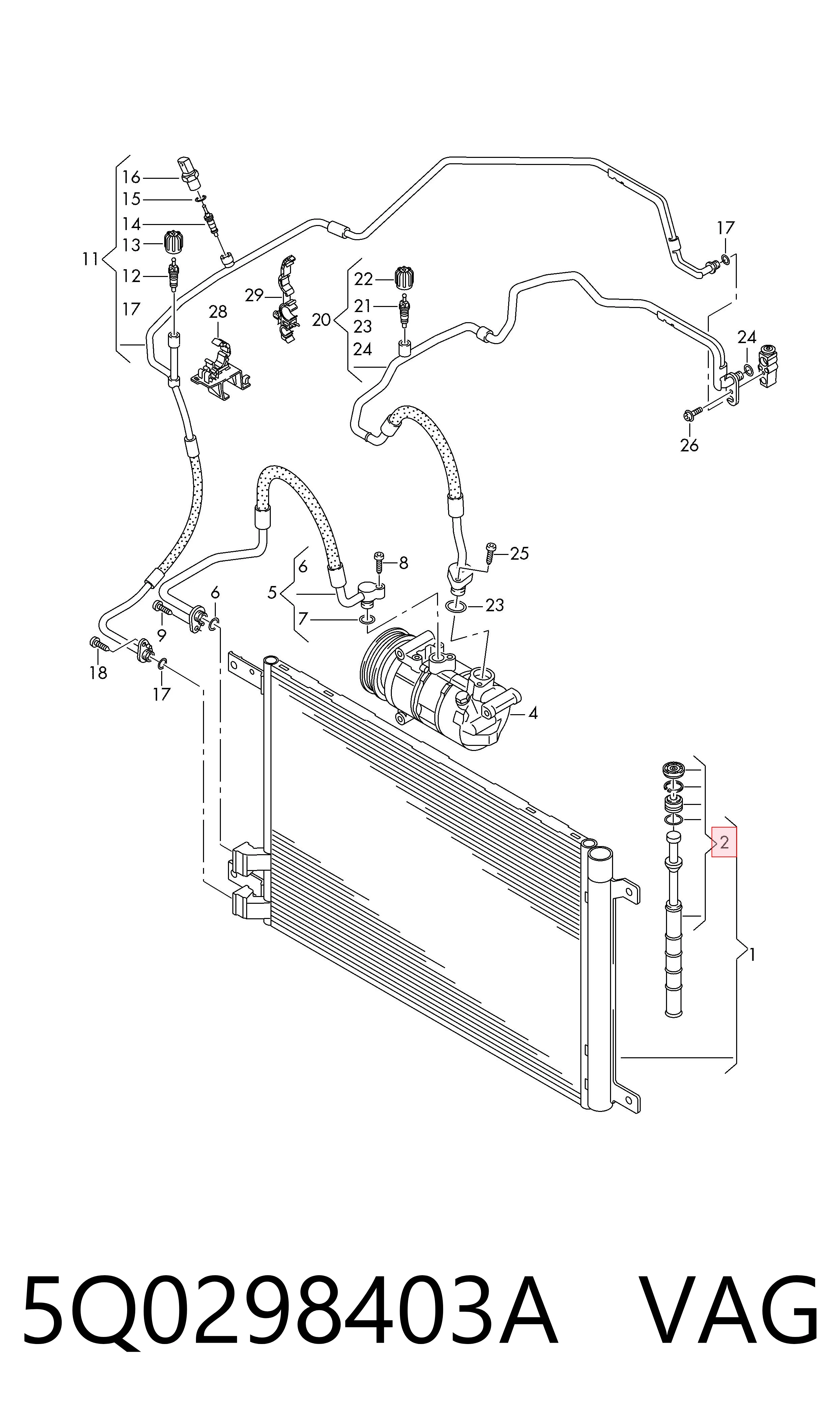 5Q0298403A VAG Tanque de recepção do secador de aparelho de ar condicionado
