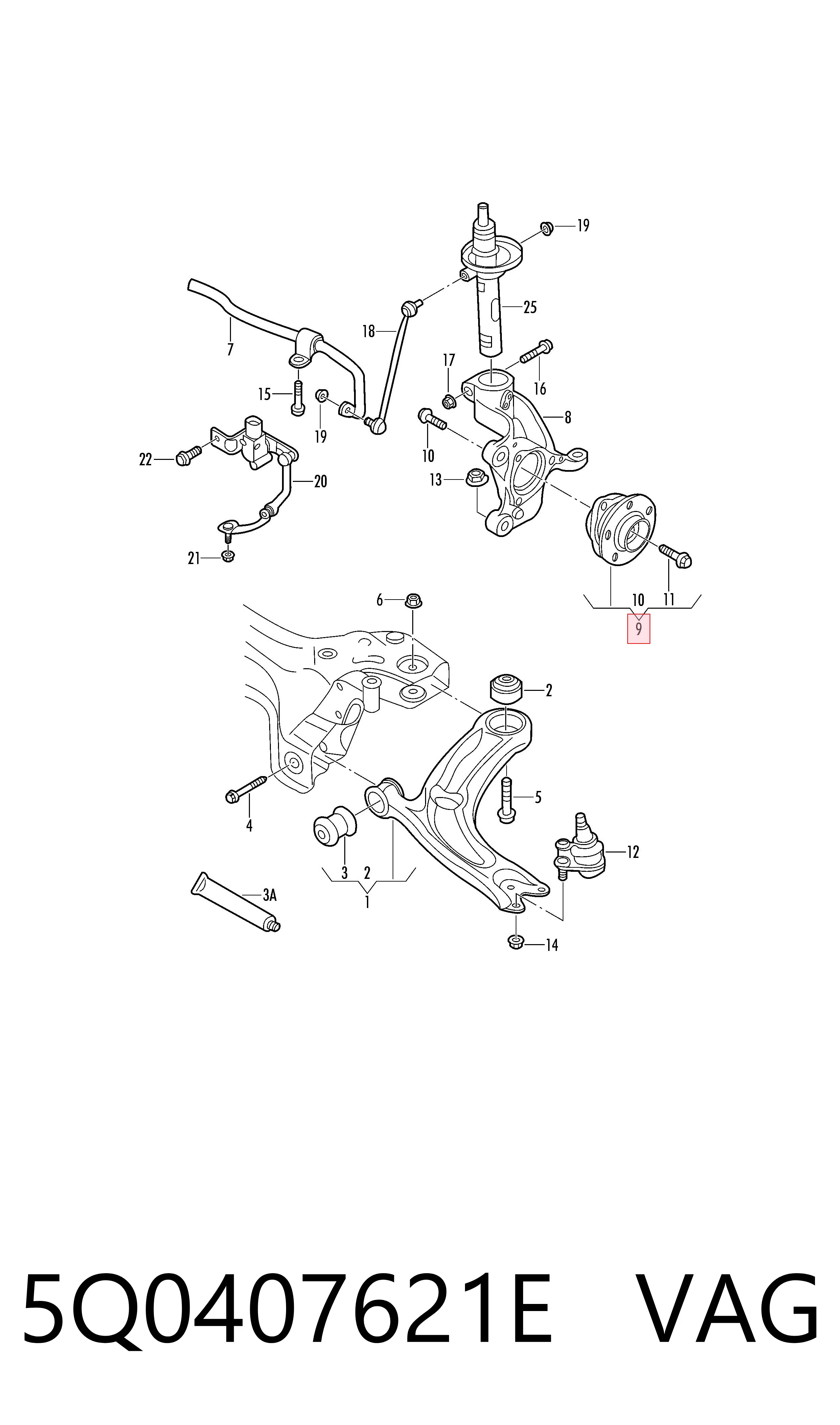 5Q0407621E VAG Cubo dianteiro