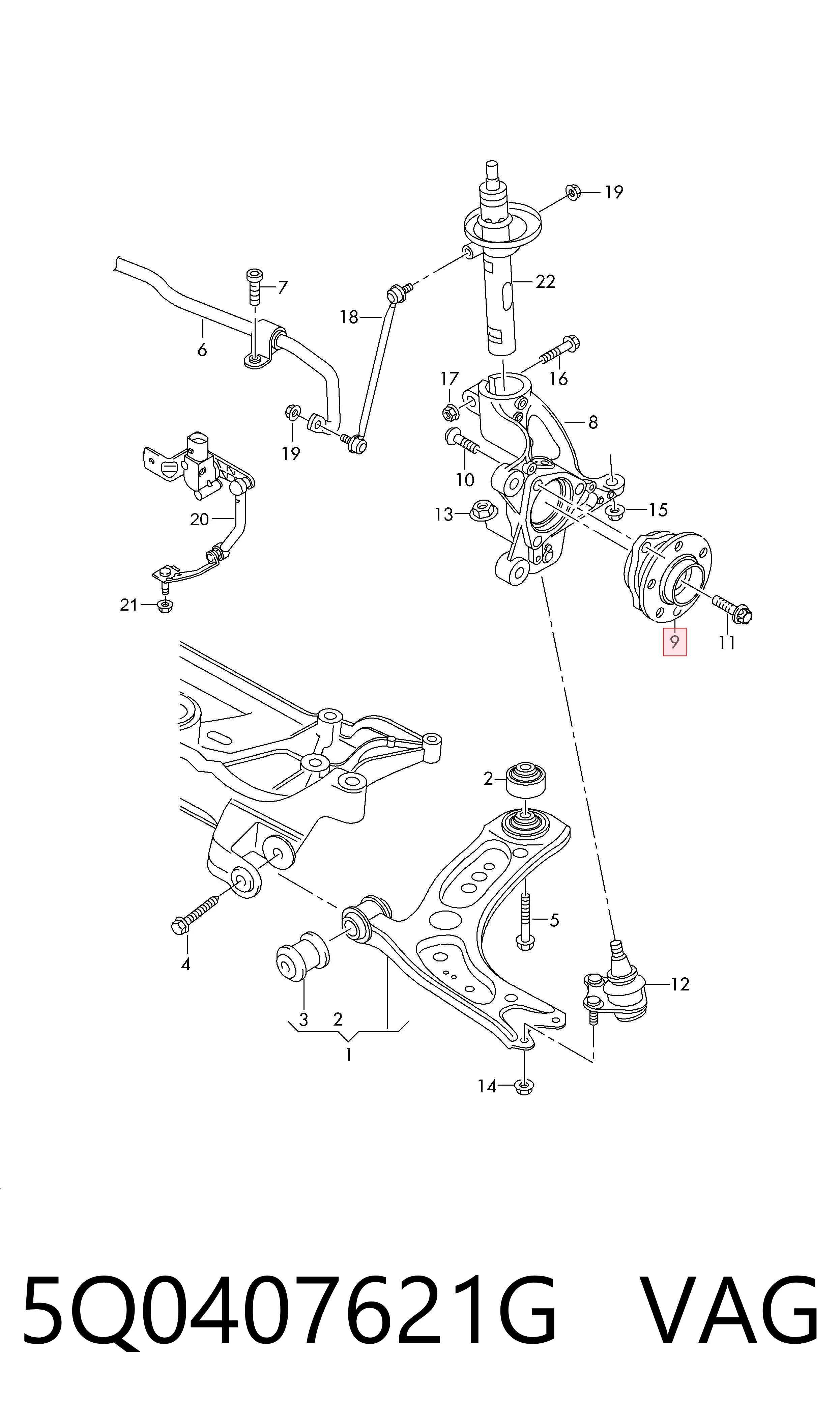 5Q0407621G VAG Cubo dianteiro