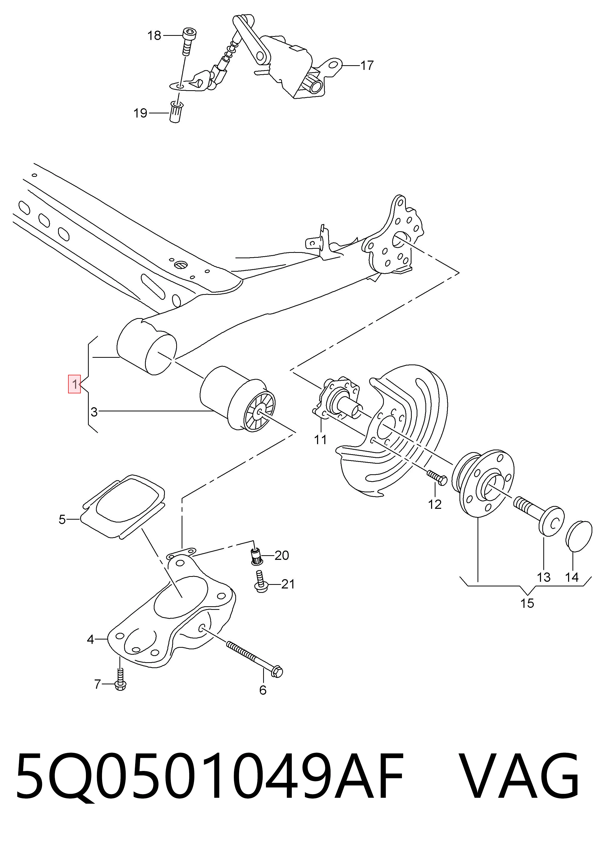 Viga de suspensão traseira (plataforma veicular) 51501004 AND