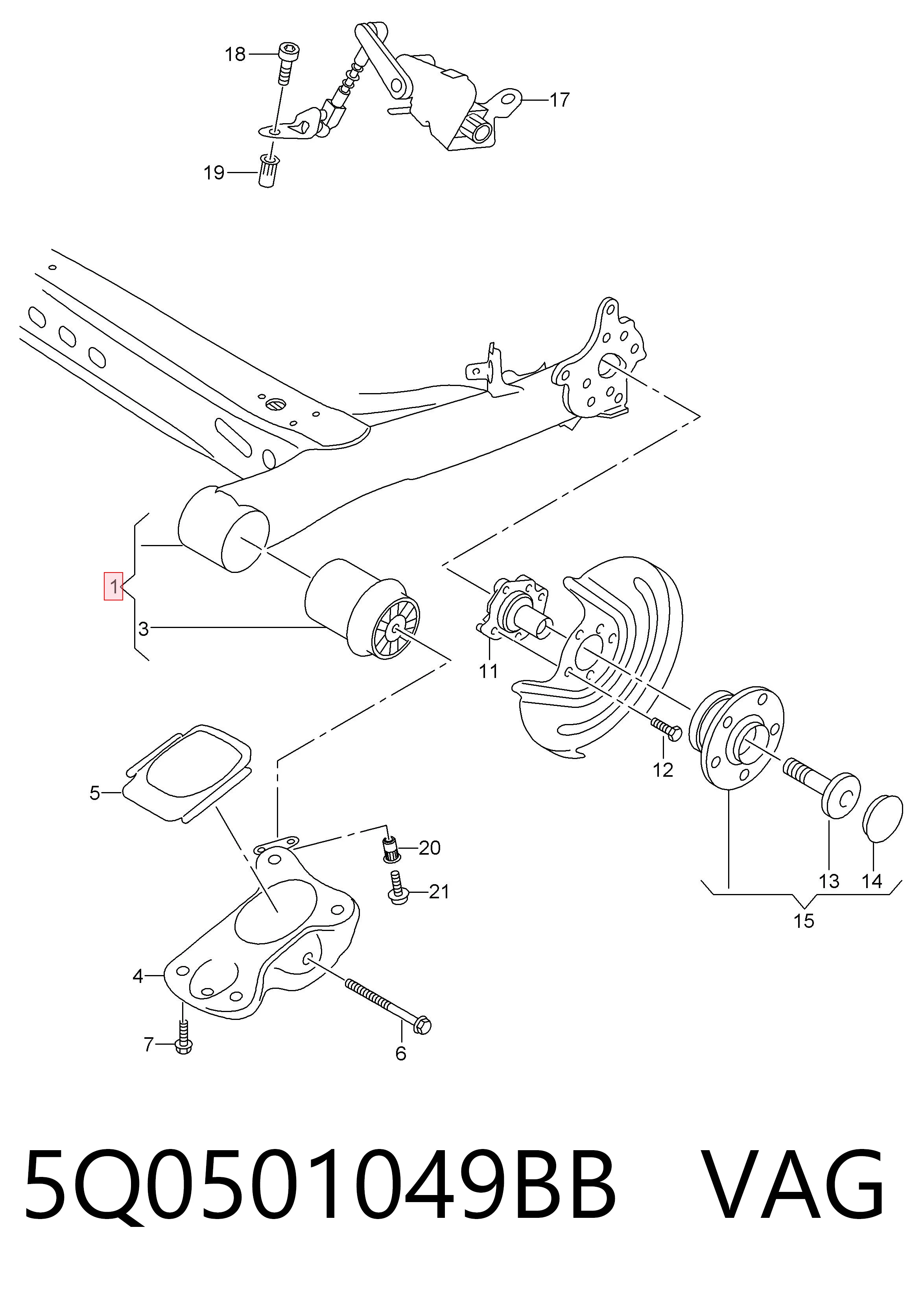 Viga de suspensão traseira (plataforma veicular) para Seat ATECA  KH7, KHP