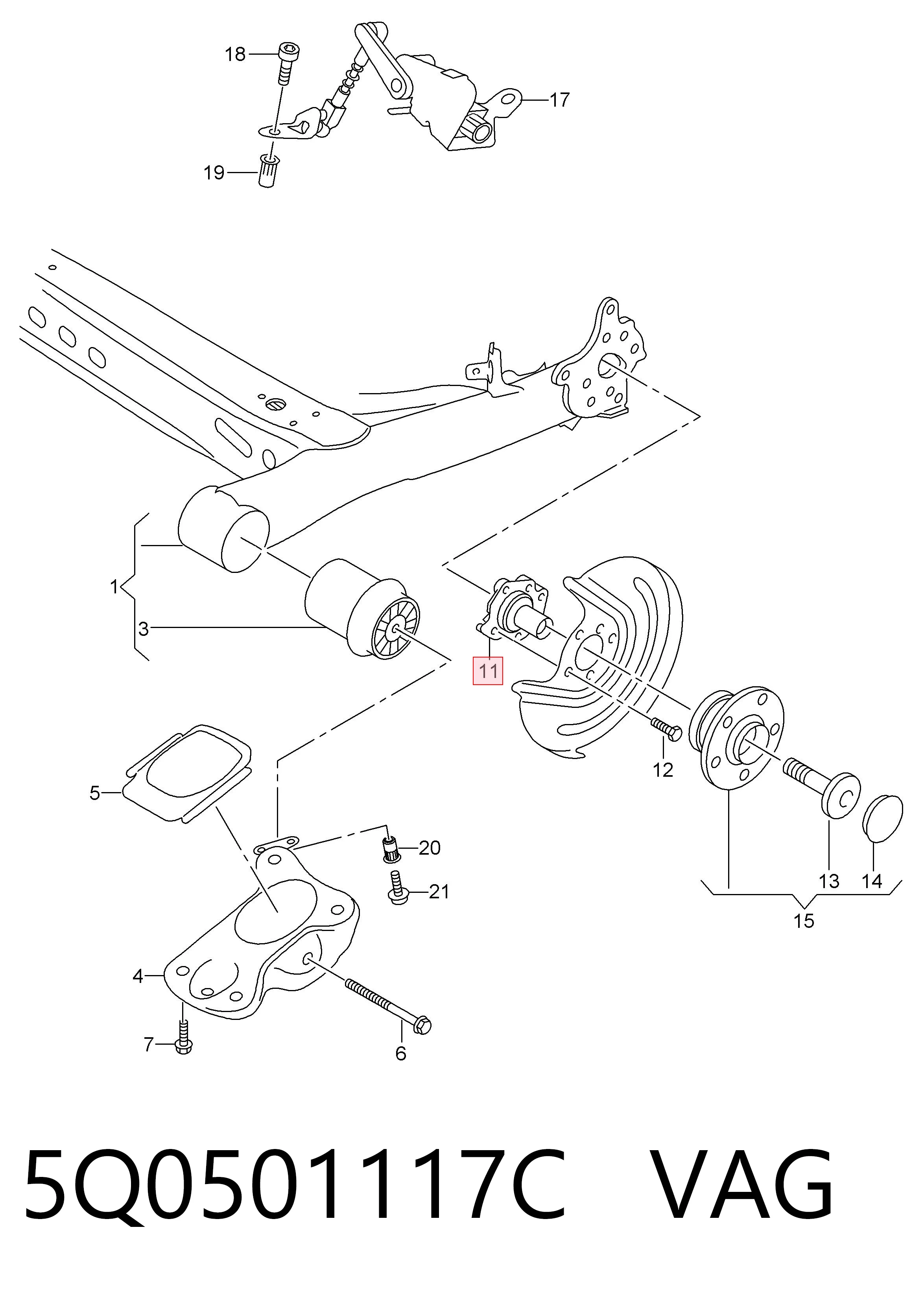 Pino moente (extremidade do eixo) traseiro VAG 5Q0501117C preço, a partir de 141,27 USD